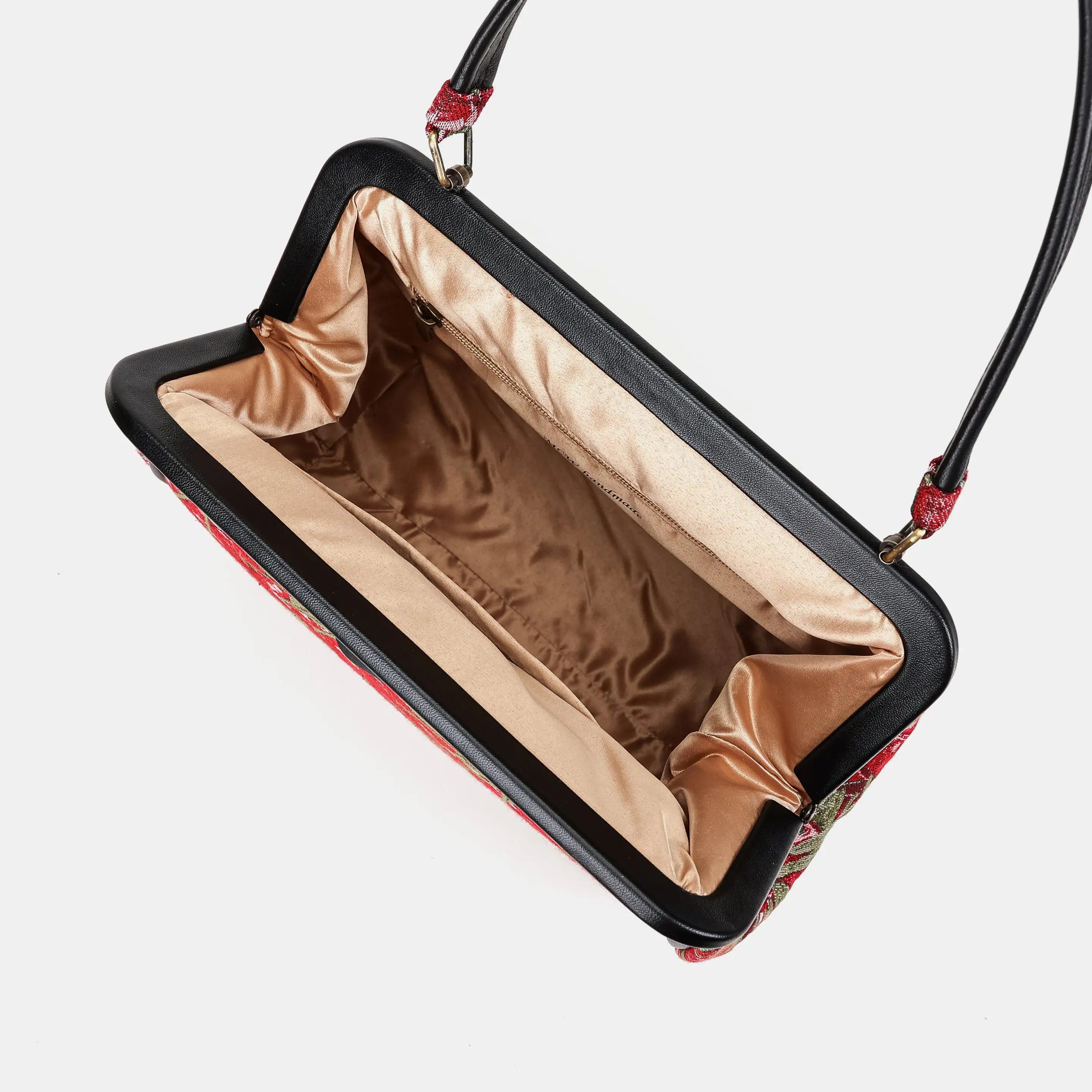 Cherry Cascade Alma Shoulder Bag Carpetbag of America inside