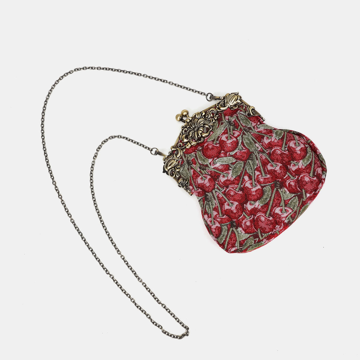 Cherry Cascade Chatelaine Purse Large Carpetbag of America with chain