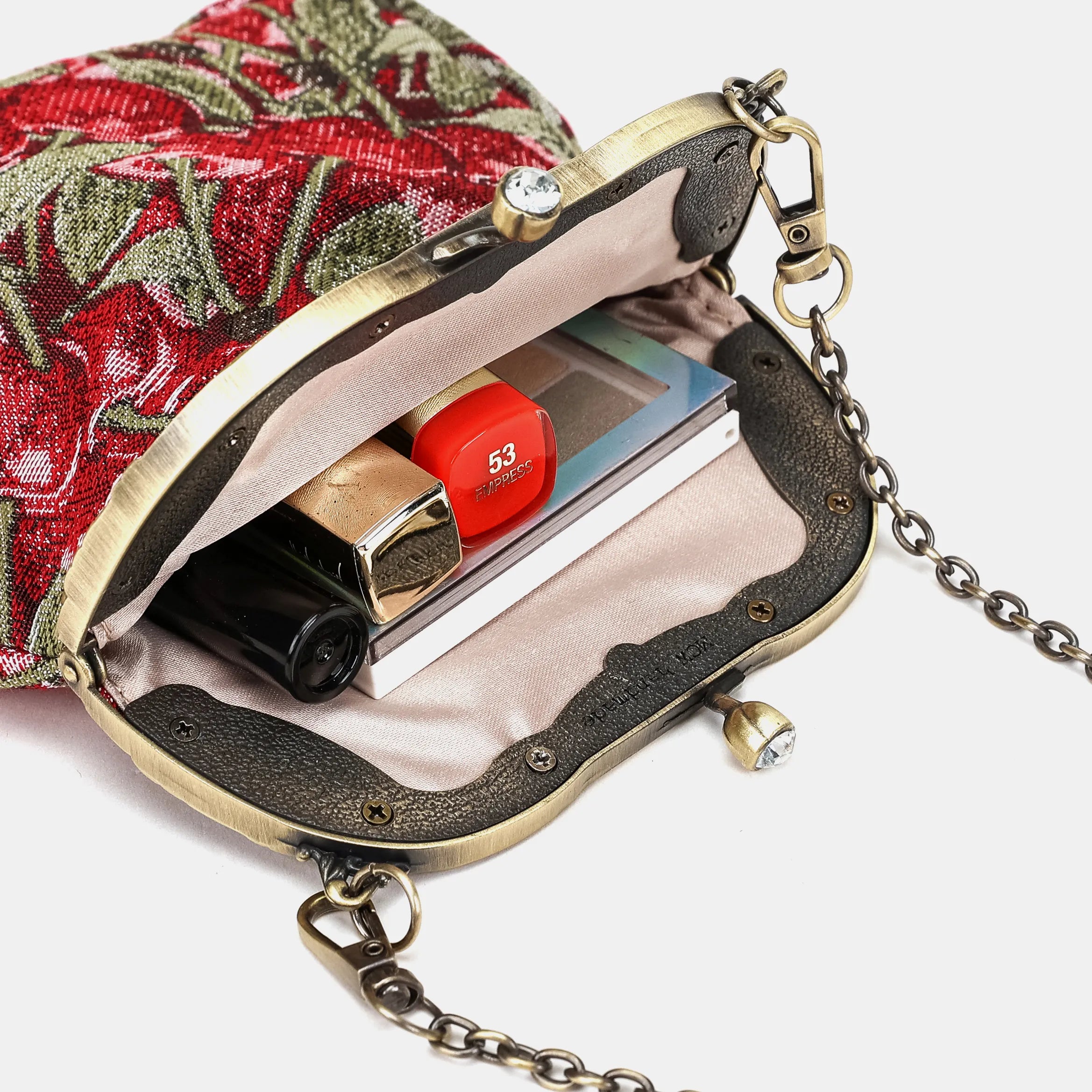 Cherry Cascade Chatelaine Purse Medium Carpetbag of America in use