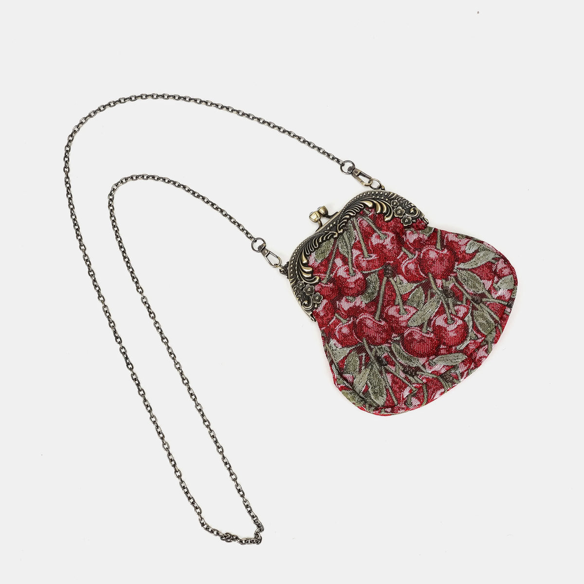 Cherry Cascade Chatelaine Purse Medium Carpetbag of America with chain