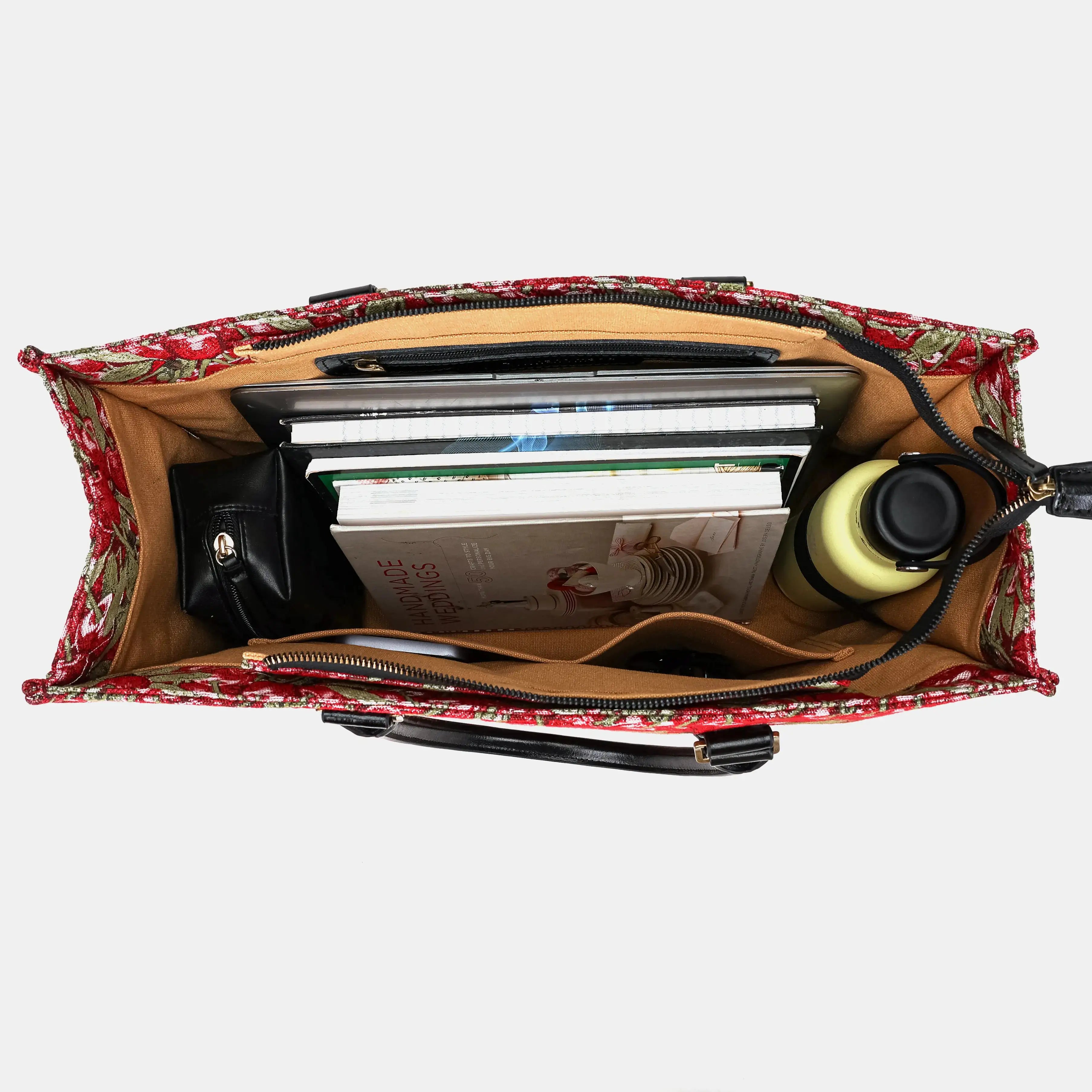 Cherry Cascade Laptop Work Tote Carpetbag of America in use