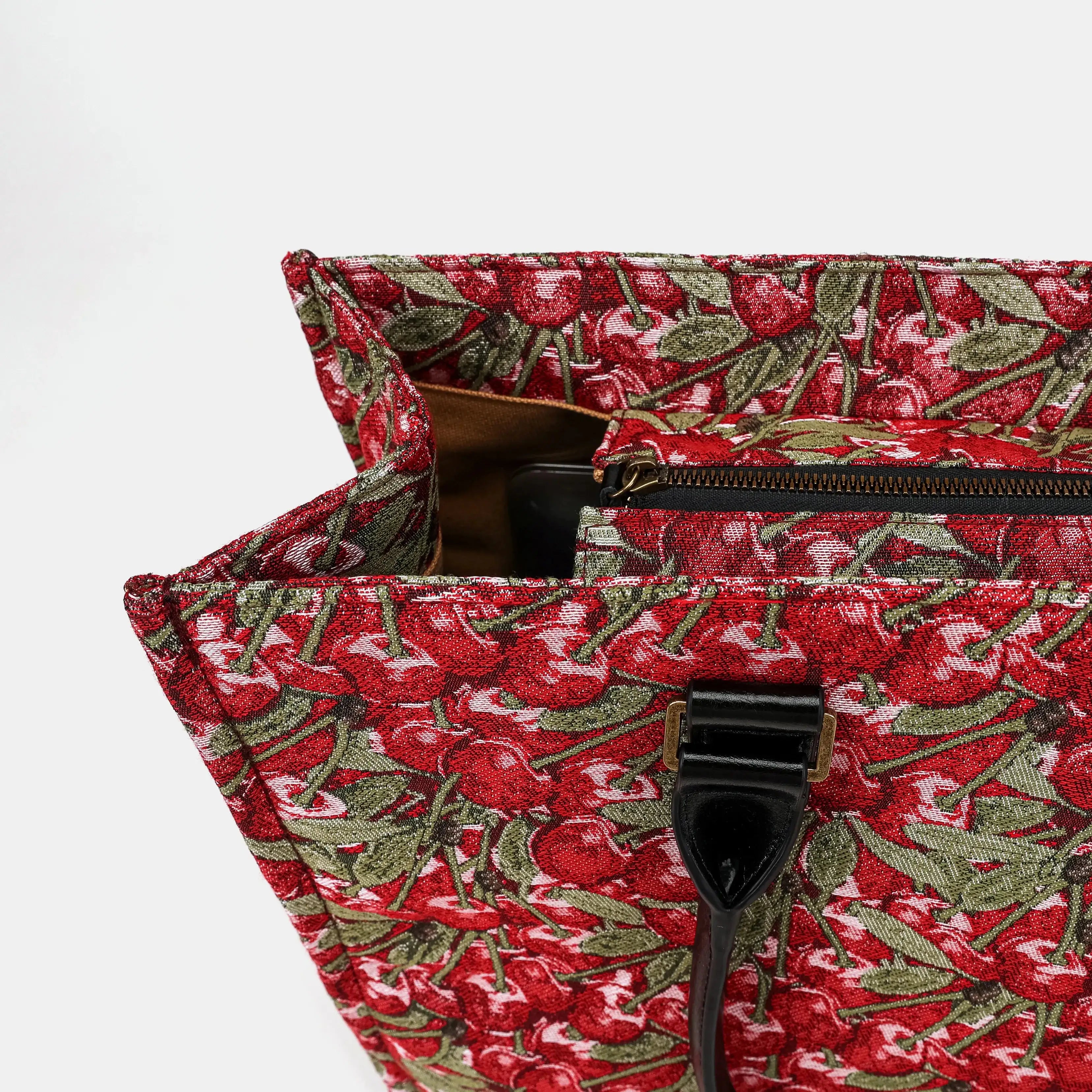 Cherry Cascade Laptop Work Tote Carpetbag of America zipper