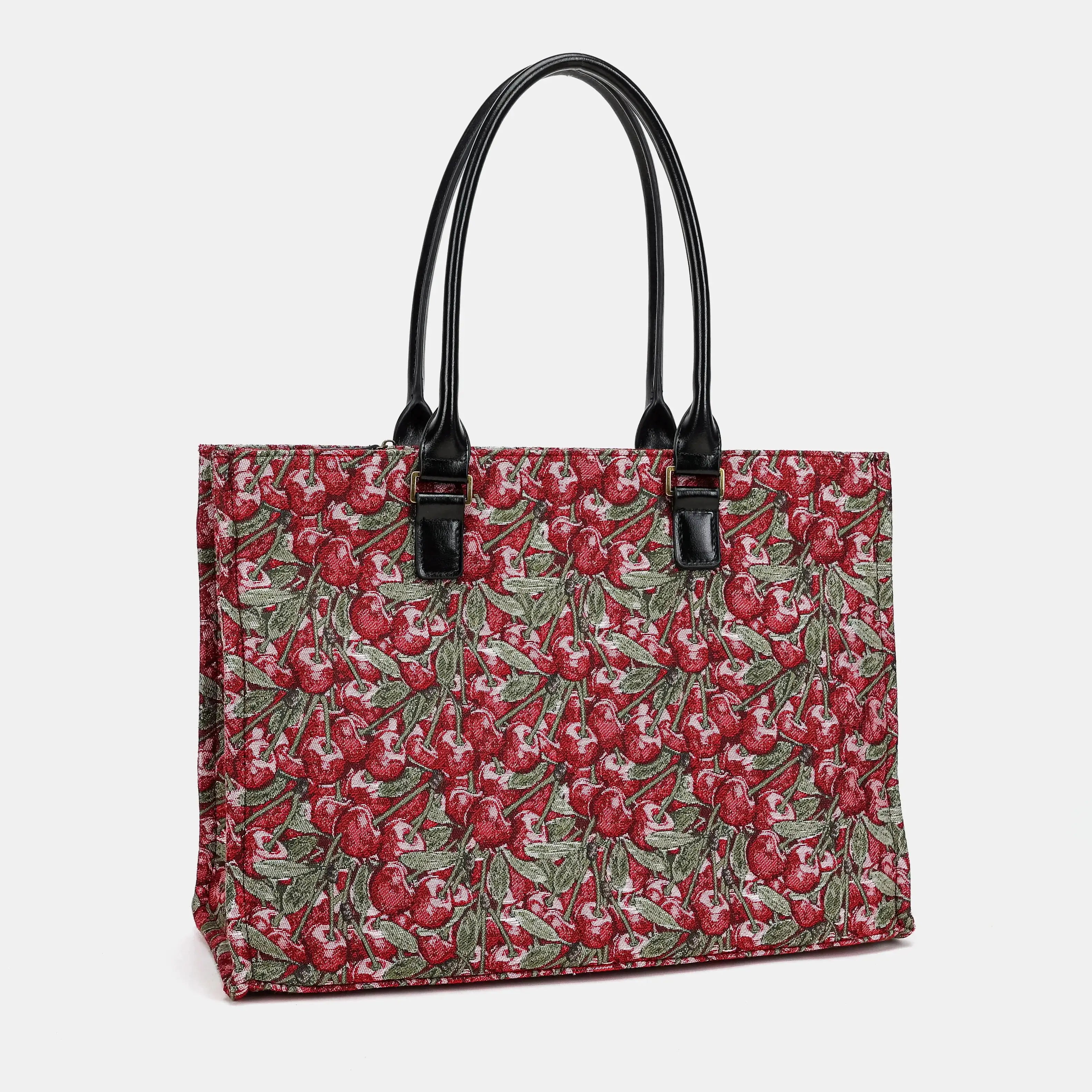 Cherry Cascade Laptop Work Tote Carpetbag of America front