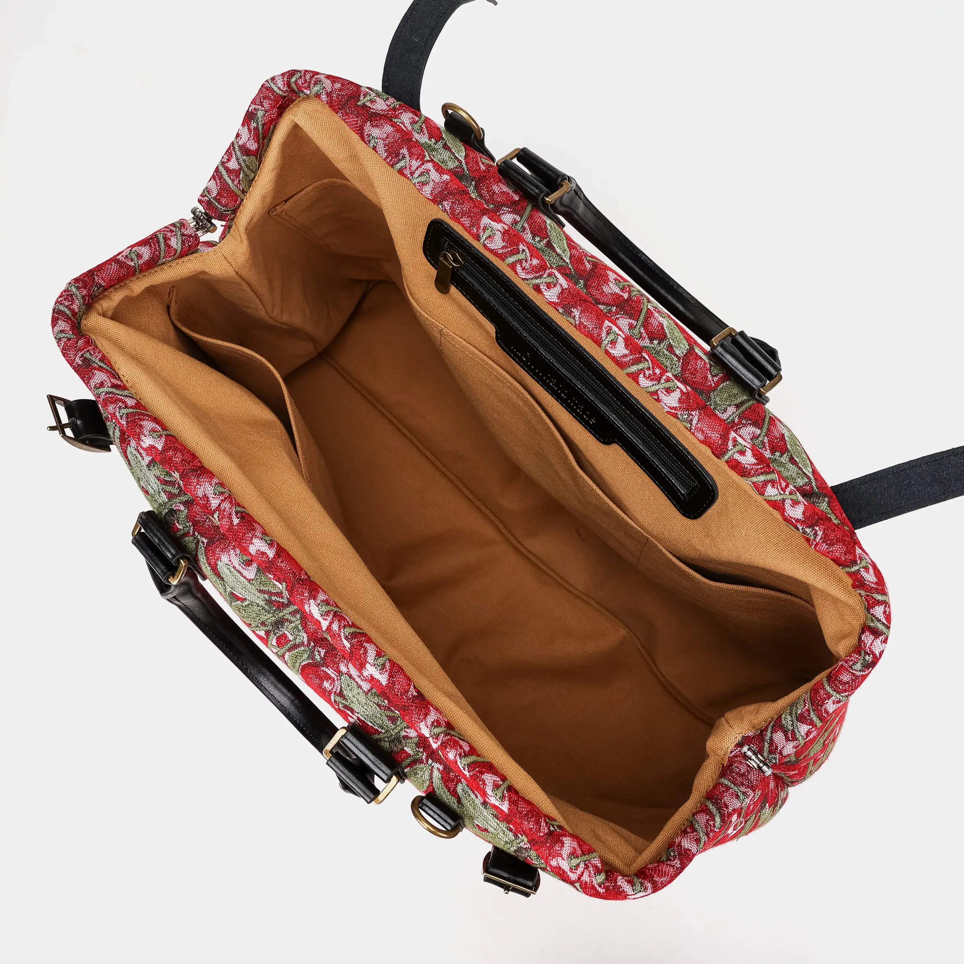 Cherry Cascade Men's Travel Carpetbag of America inside-6