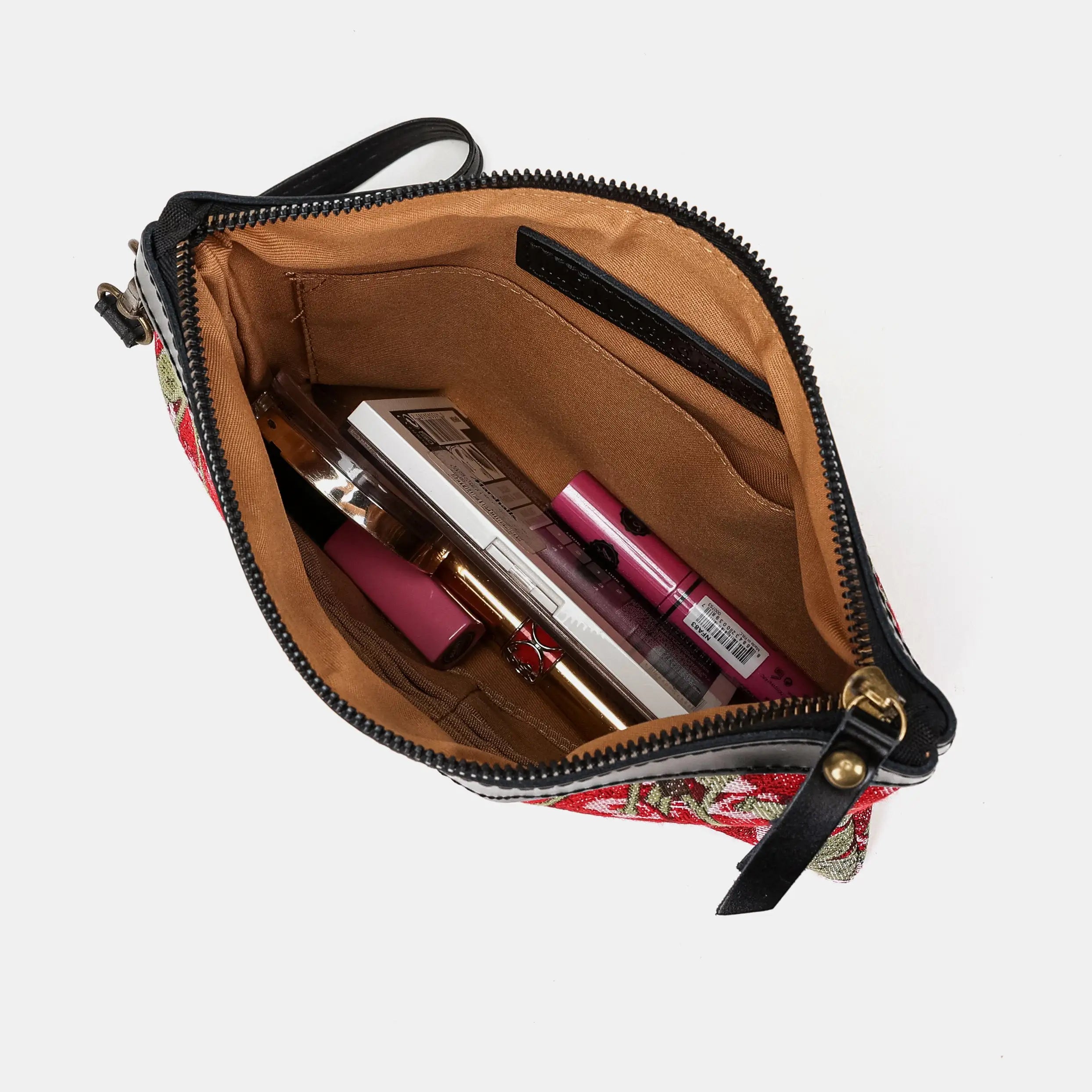 Cherry Cascade Wristlet Clutch Carpetbag of America in use