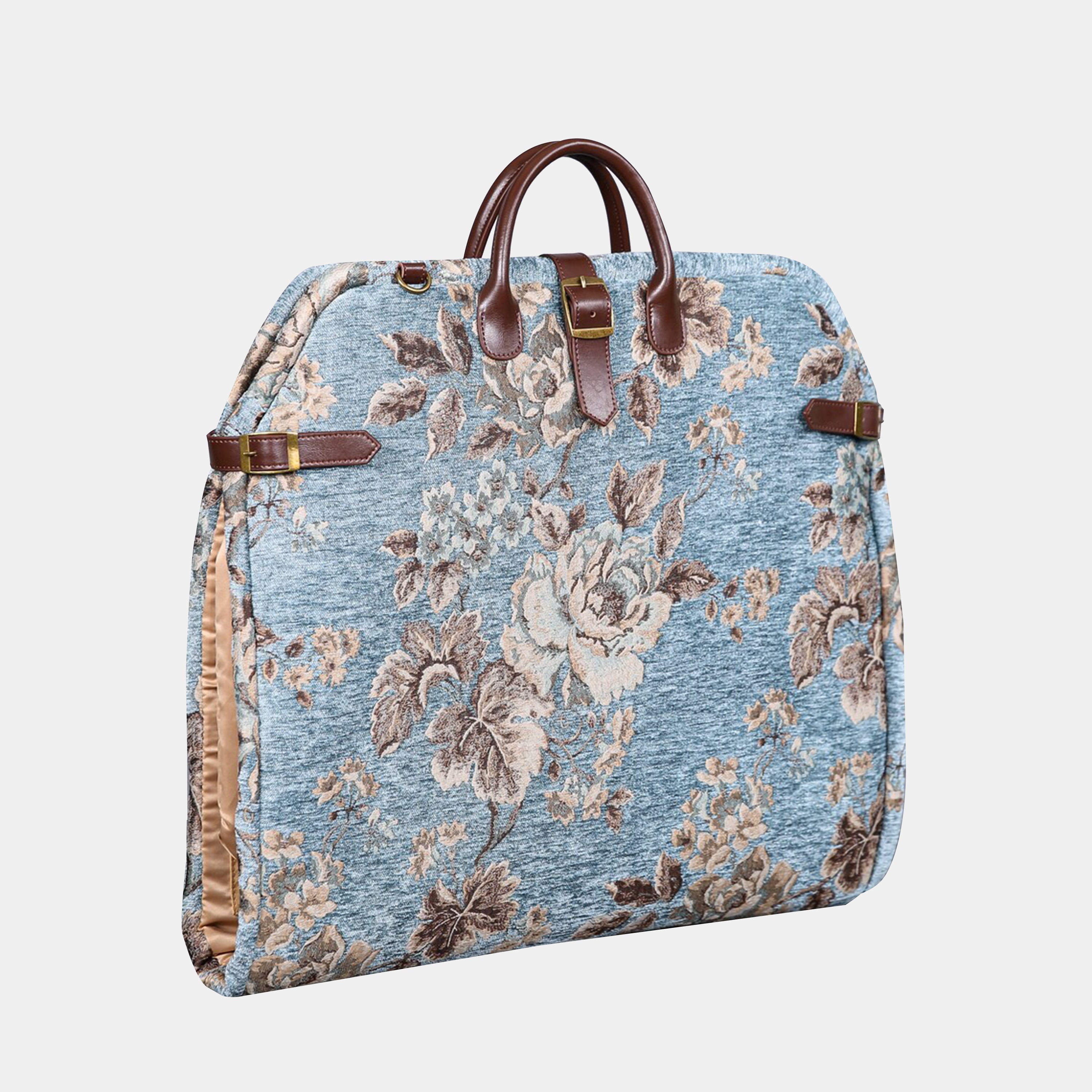 Floral Mint Carpet Garment Bag carpet bag of America front side
