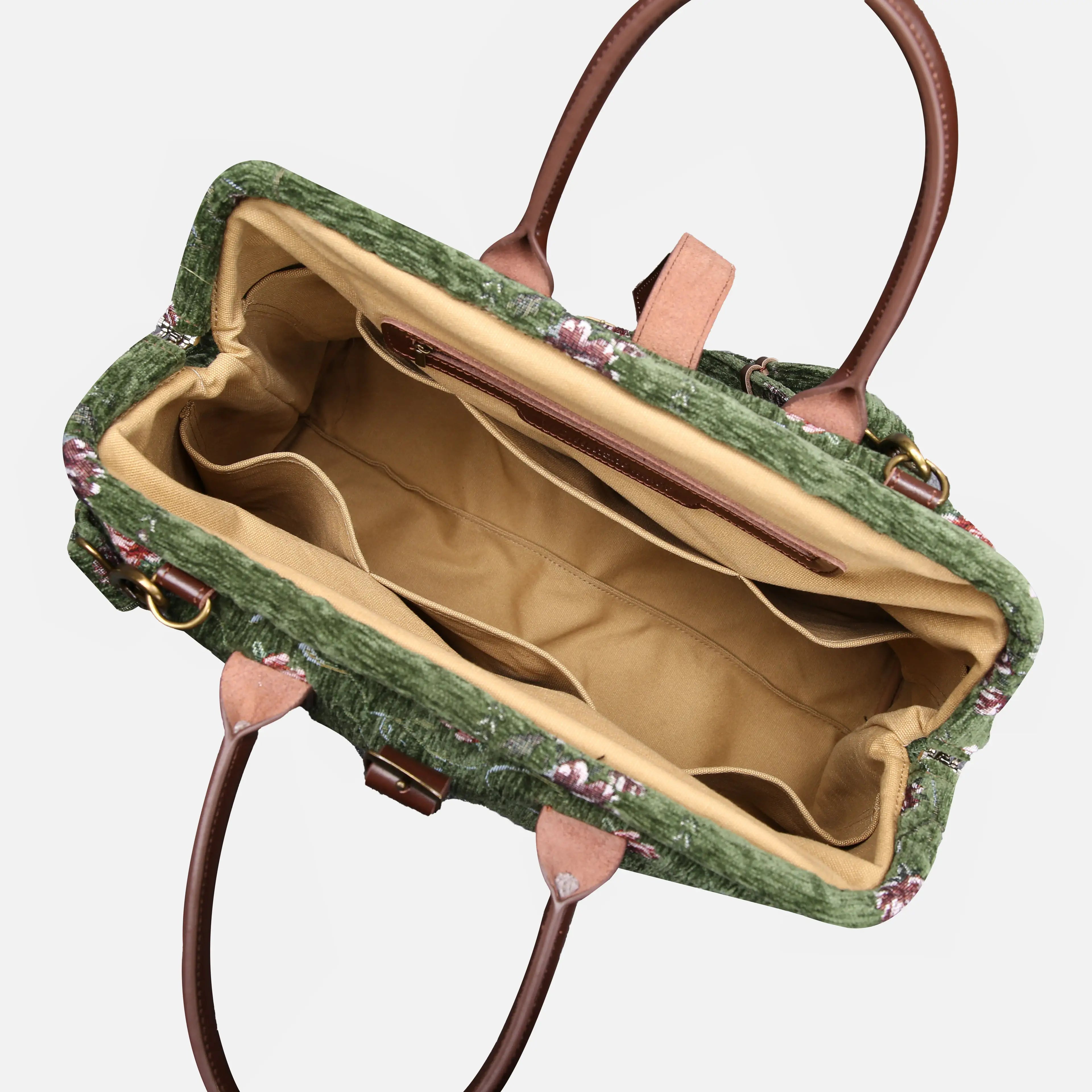 Climbing Rose Arugula Mary Poppins Weekender Carpetbag of America inside