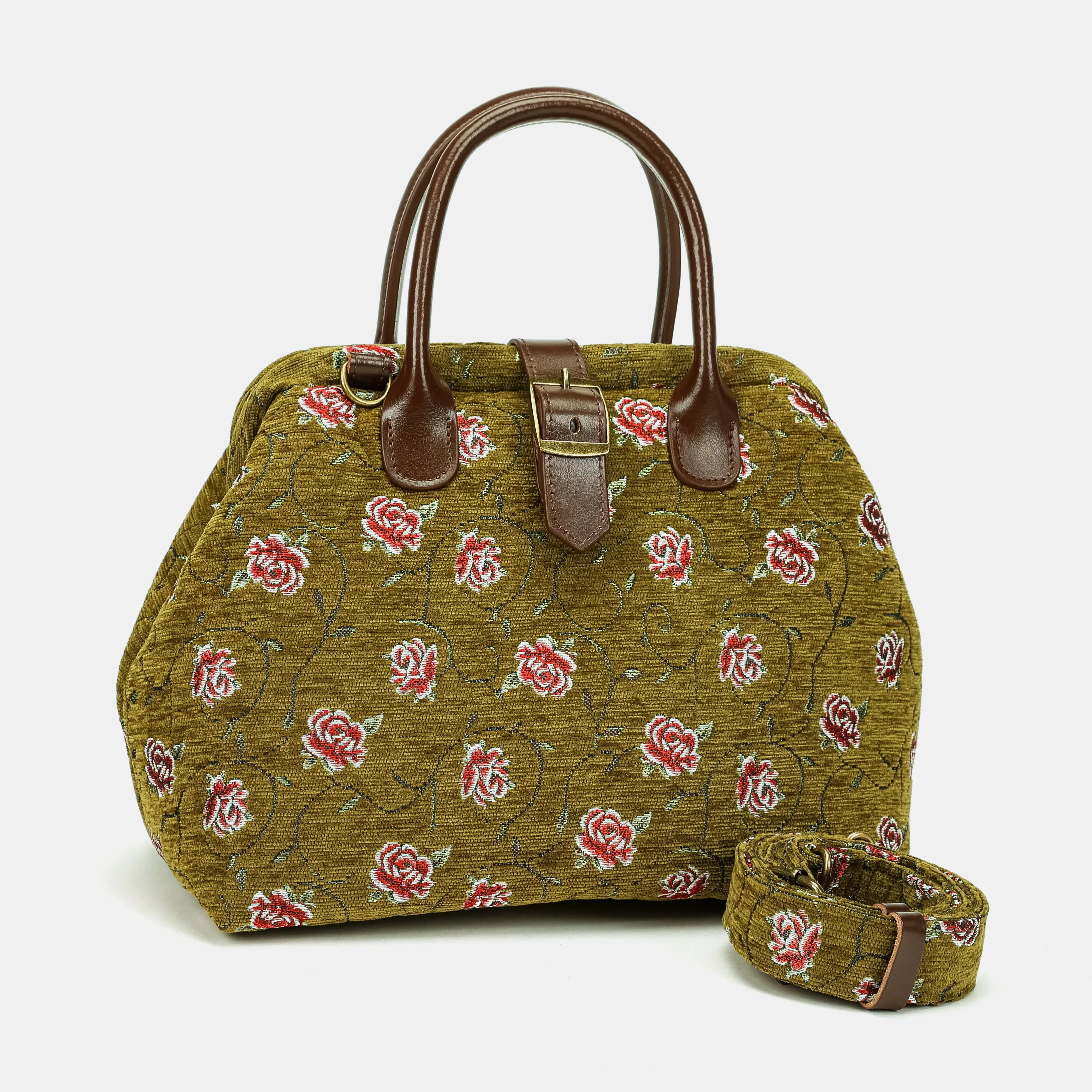 Climbing Rose Avocado Carpet Handbag Purse of America with strap