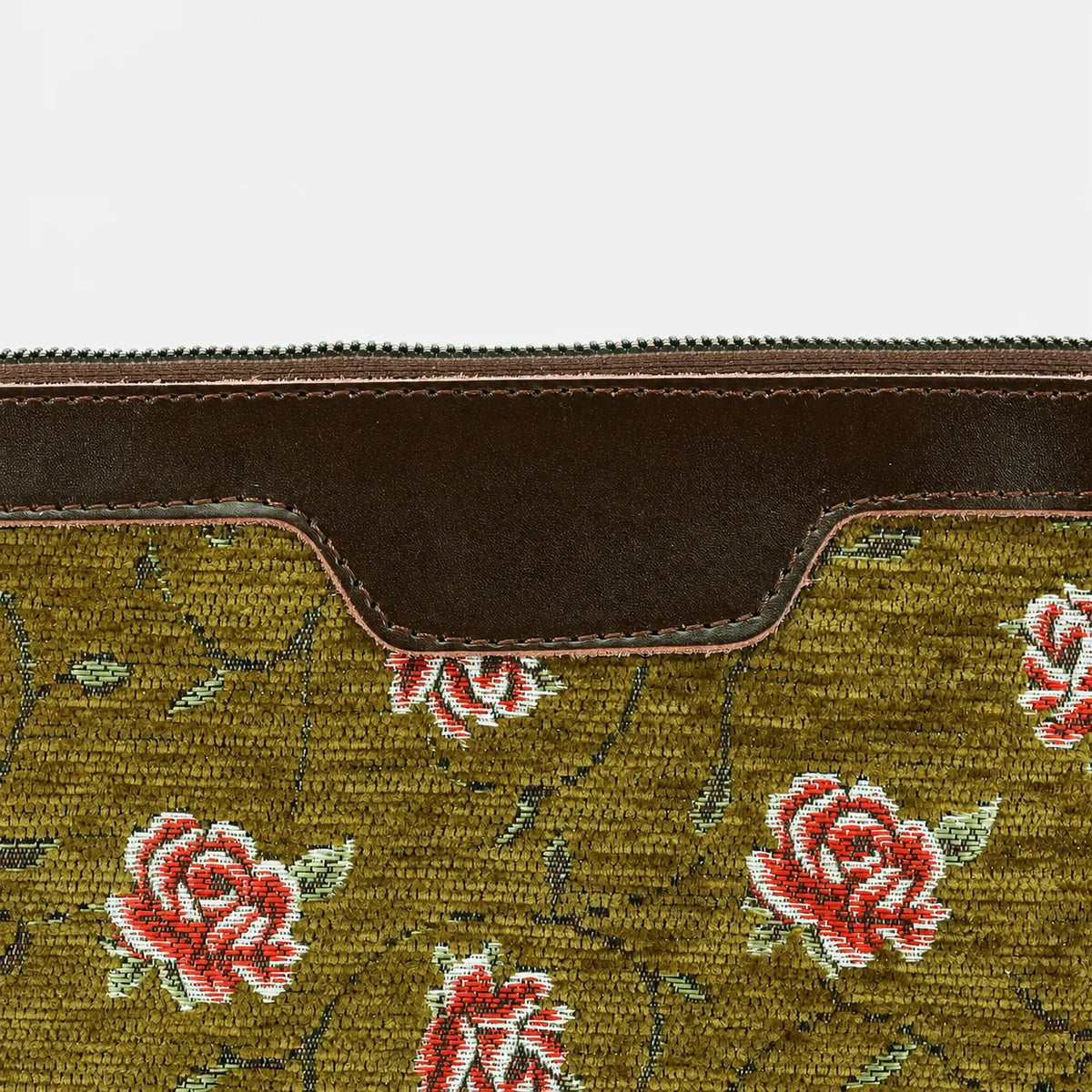 Climbing Rose Avocado Carpet Makeup Bag Carpetbag of America details