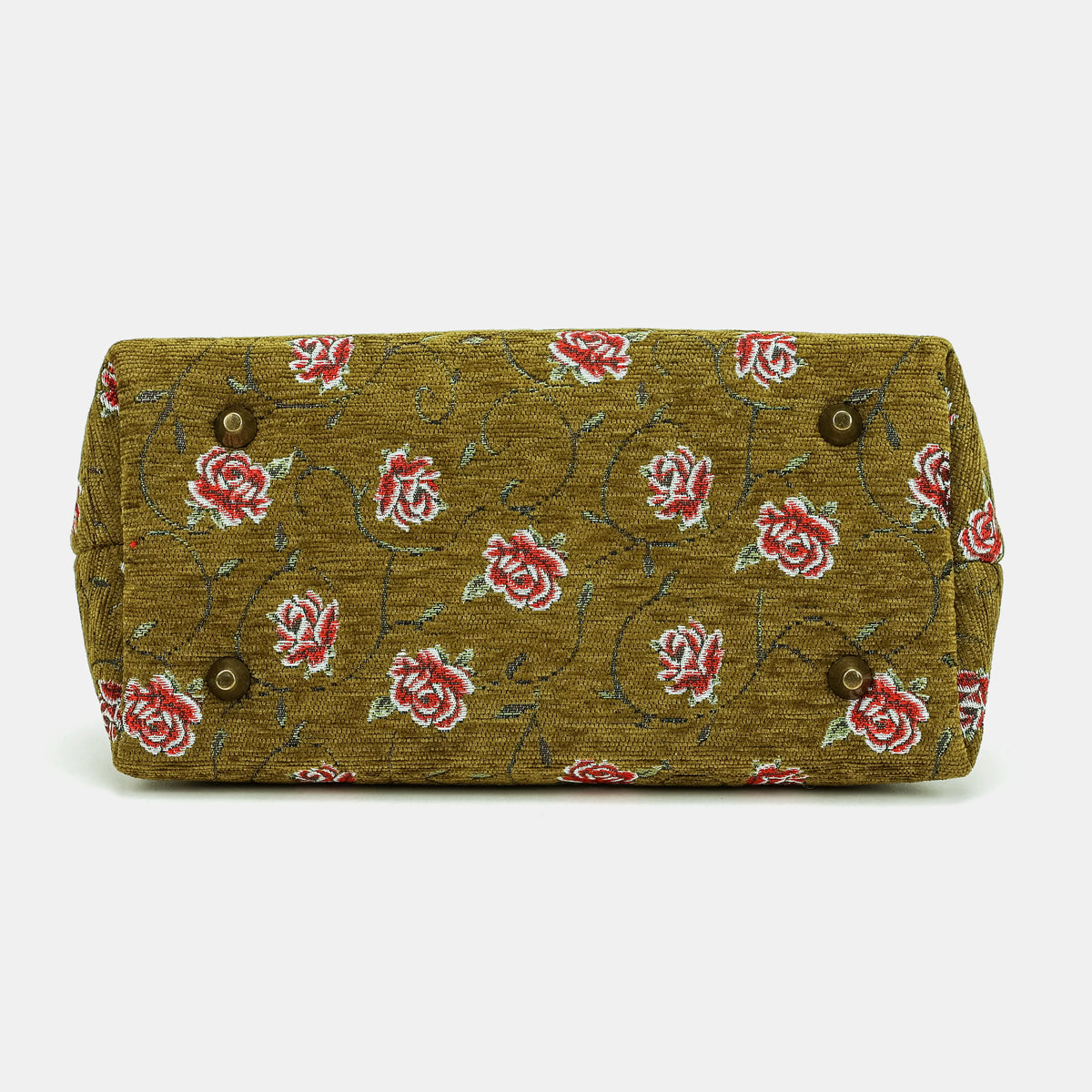 Climbing Rose Avocado Carpet Satchel Carpetbag of America bottom