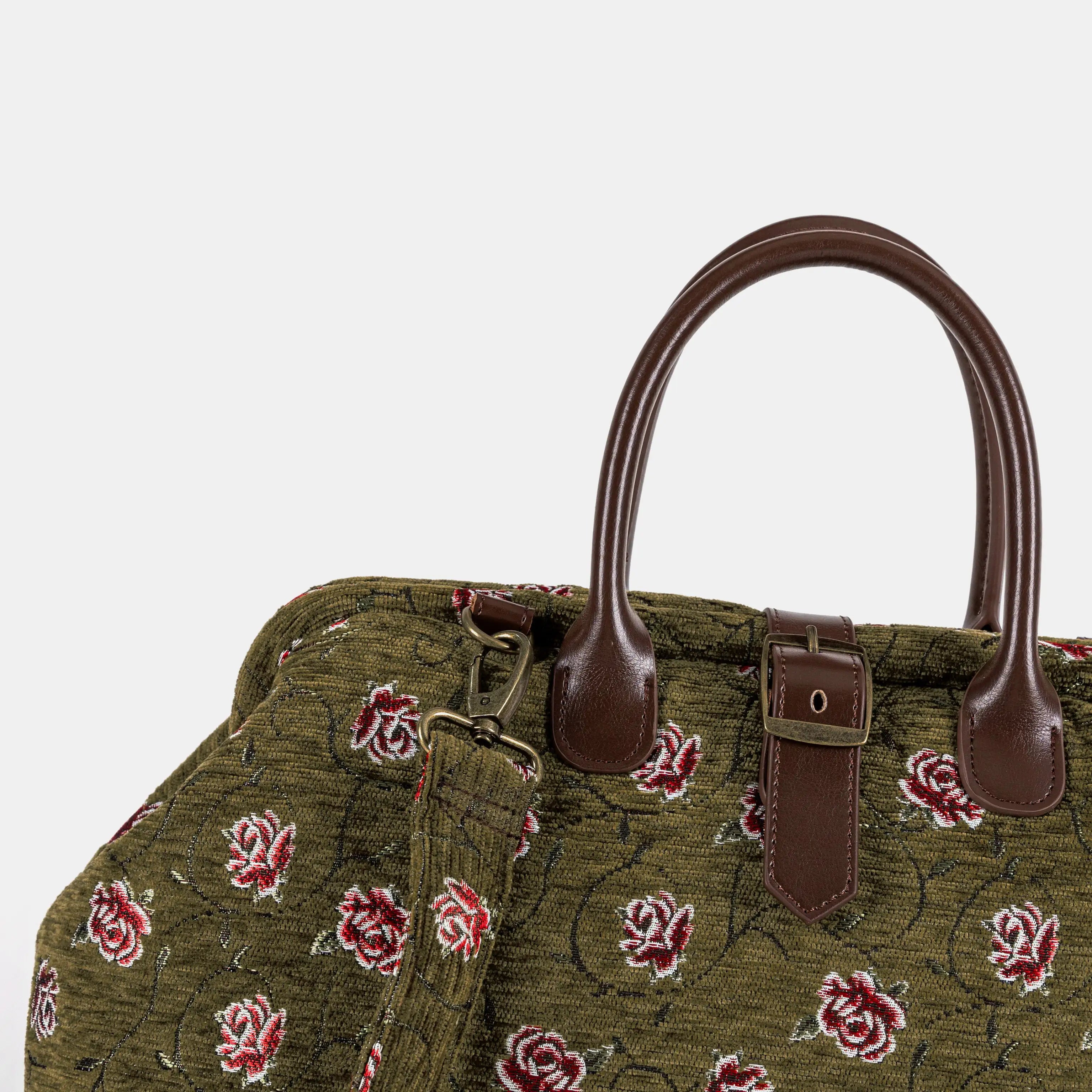 Climbing Rose Avocado Mary Poppins Weekender Carpetbag of America buckle