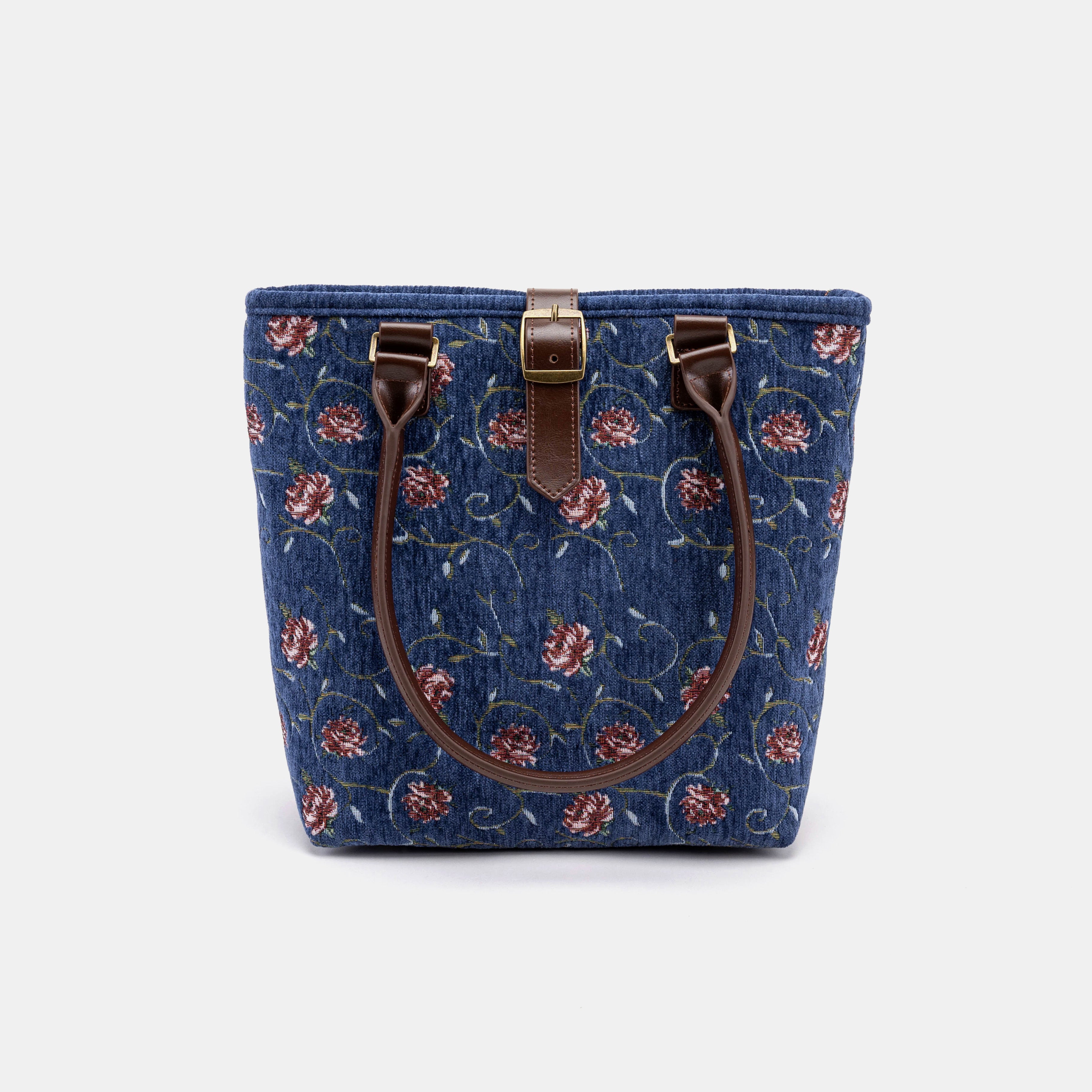 Climbing Rose Blue Everyday Tote Bag of America with shoulder strap