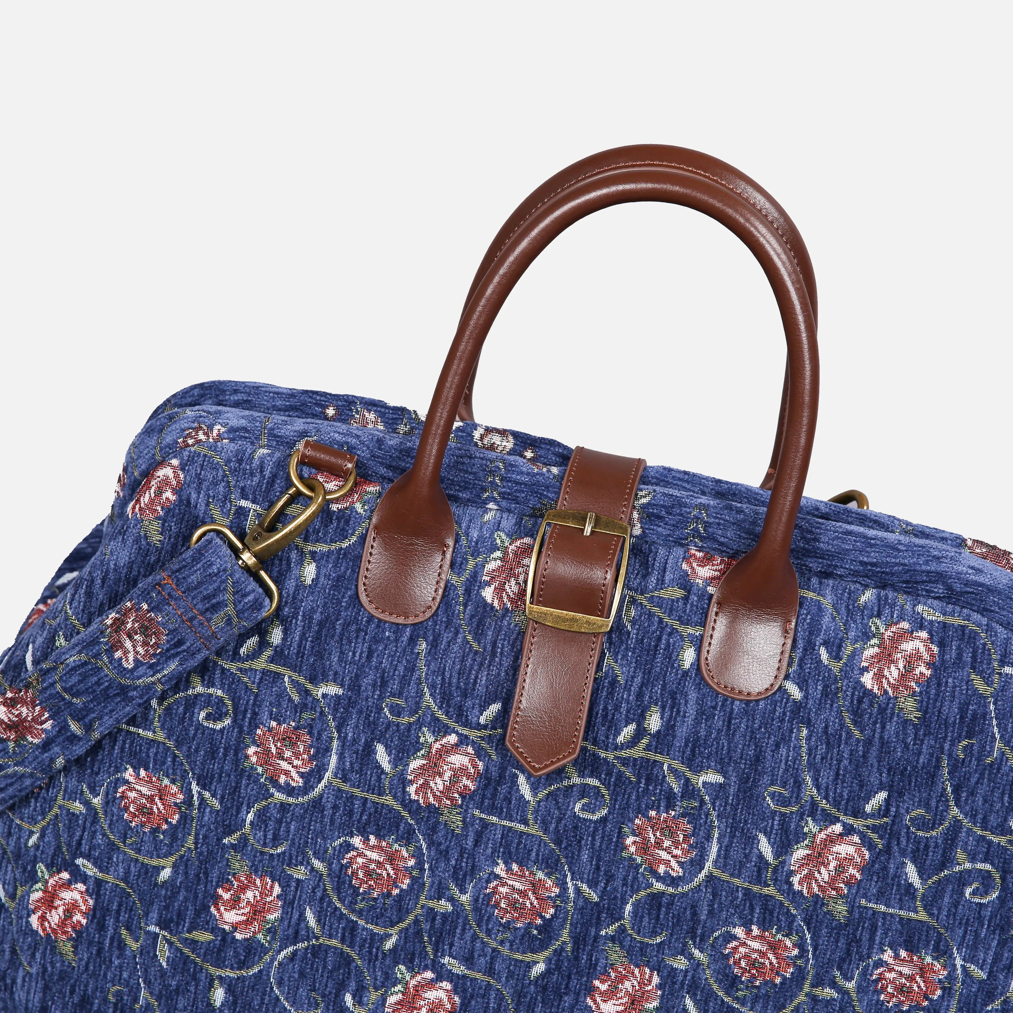 Climbing Rose Blue Mary Poppins Weekender Carpetbag of America buckle