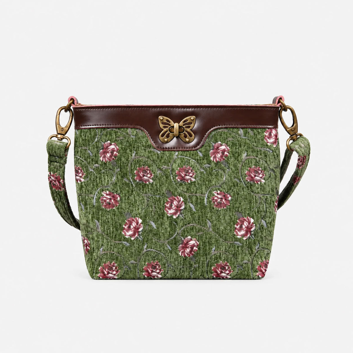 Climbing Rose Carpet Crossbody Bag carpet bag MCW Handmade Arugula Green main