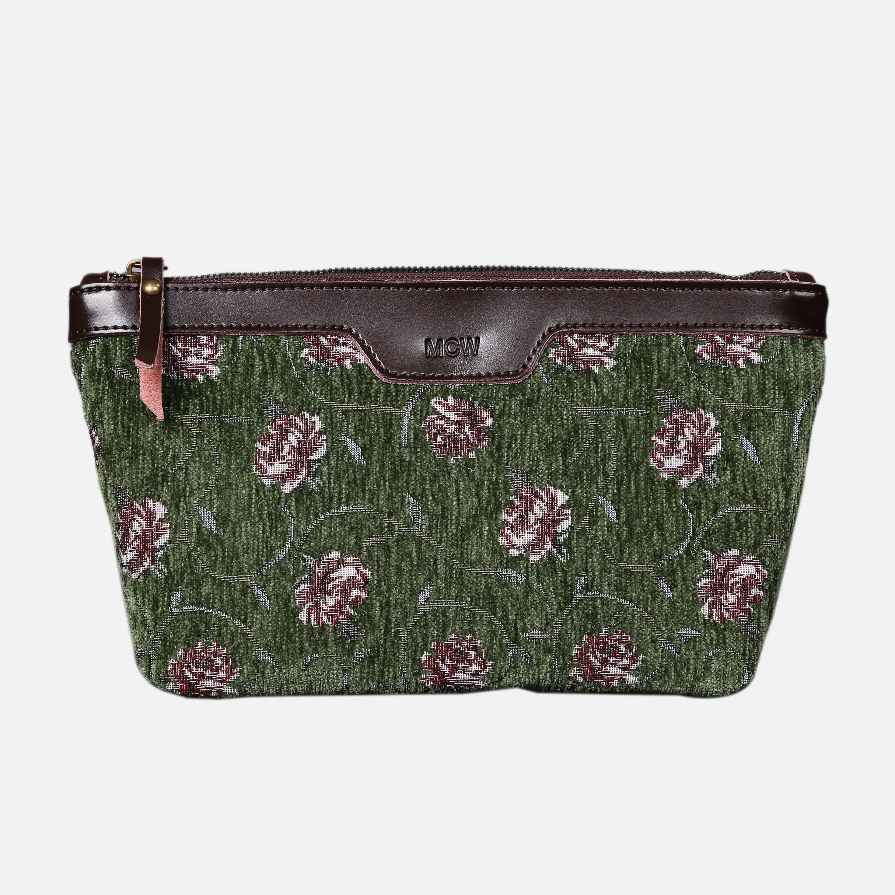 Climbing Rose Carpet Makeup Bag carpet bag MCW Handmade Arugula Green