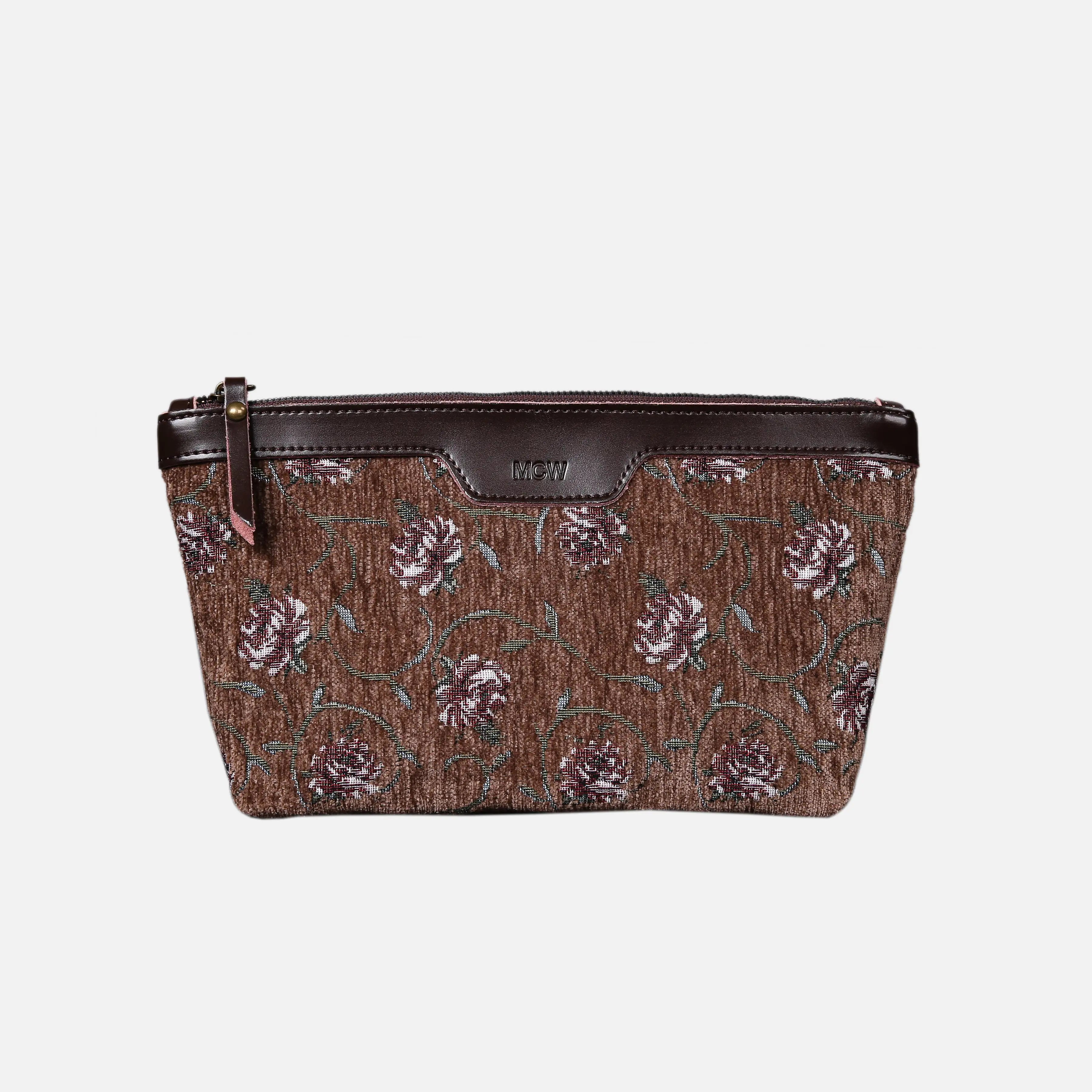 Climbing Rose Carpet Makeup Bag carpet bag MCW Handmade Coffee