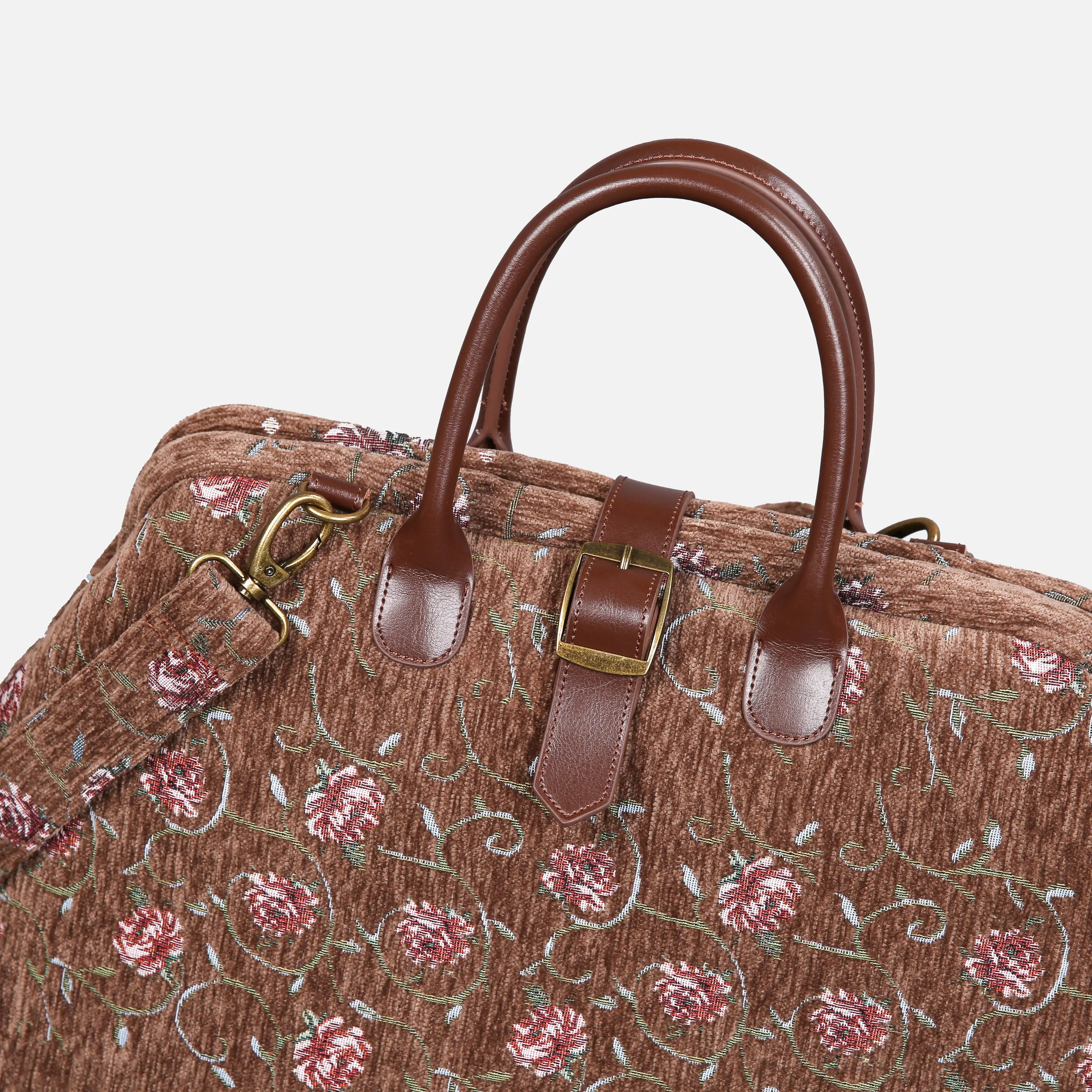 Climbing Rose Coffee Mary Poppins Weekender Carpetbag of America buckle