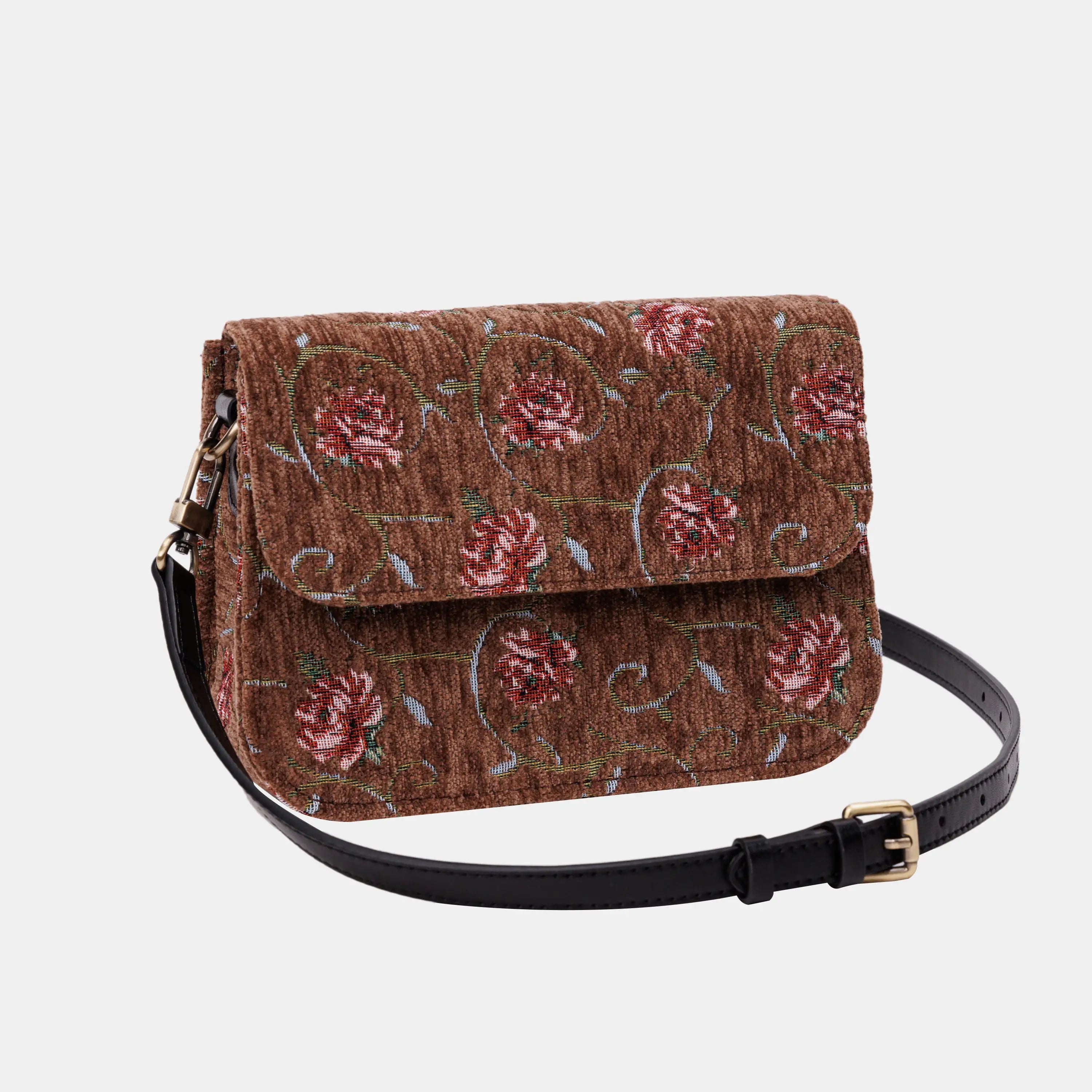 Climbing Rose Flap Crossbody Bag carpet bag of America with shoulder strap