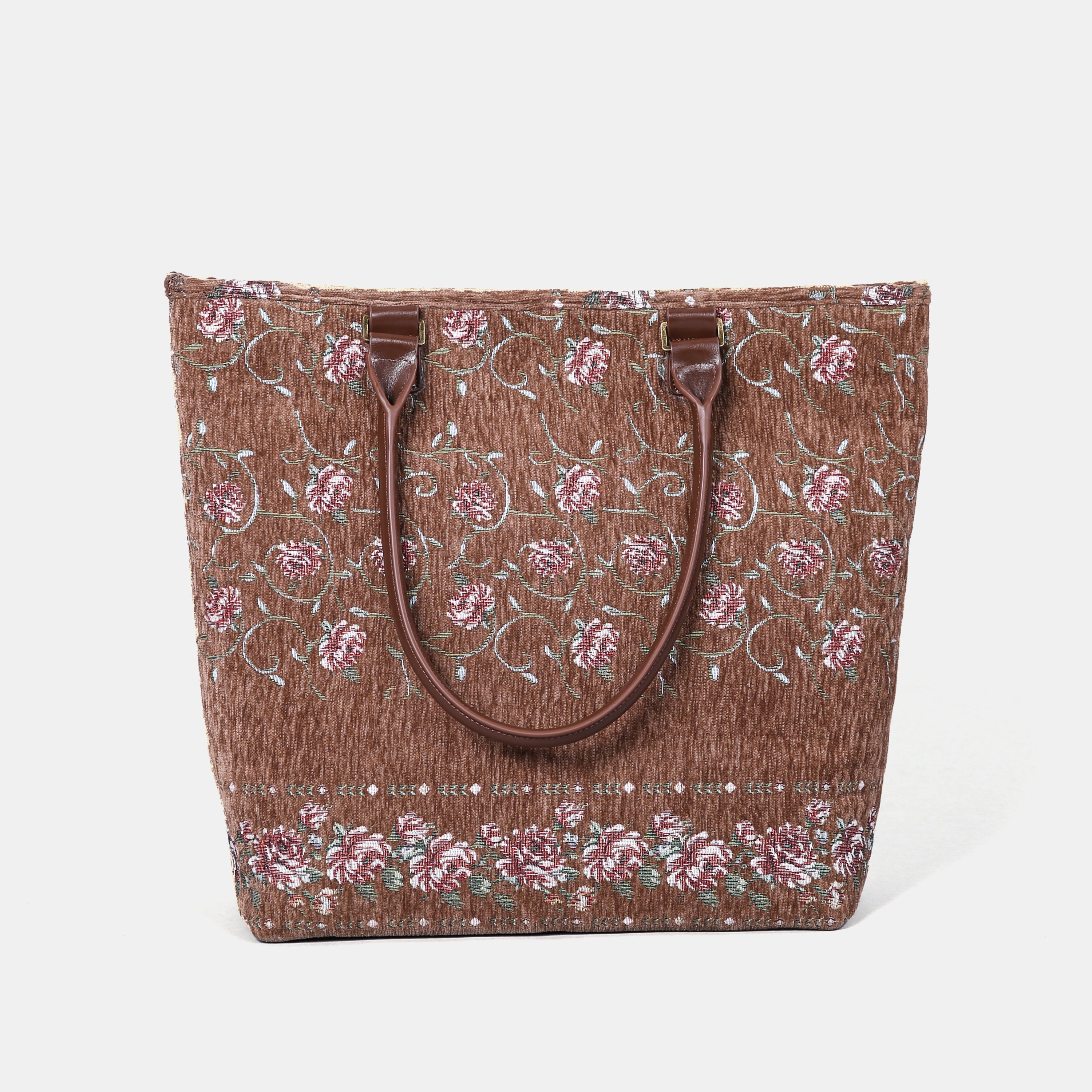 Climbing Rose Pattern Carpet Tote Shopper carpet bag of America back