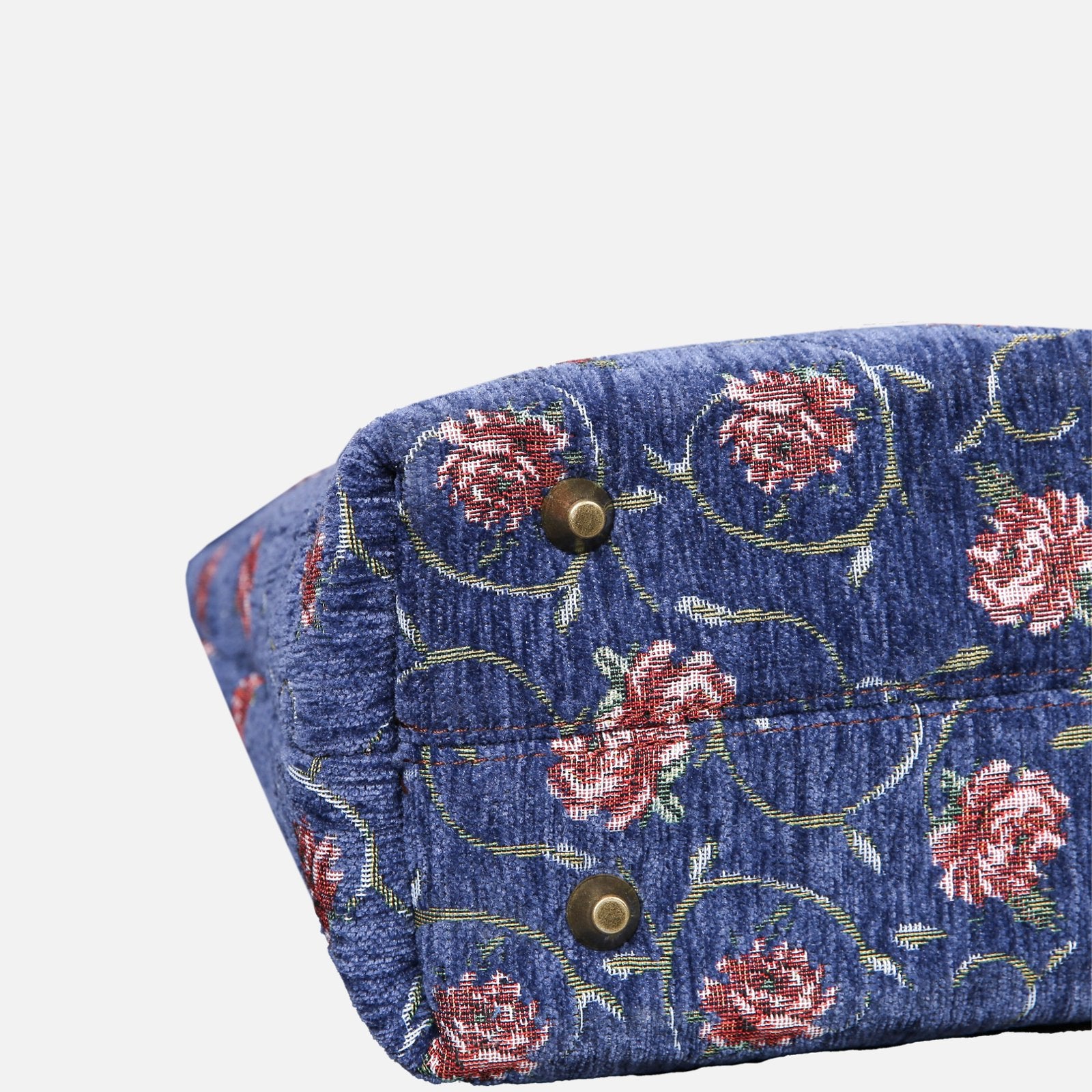 Climbing Rose Blue Tuck Lock Carpet Satchel Carpetbag of America bottom