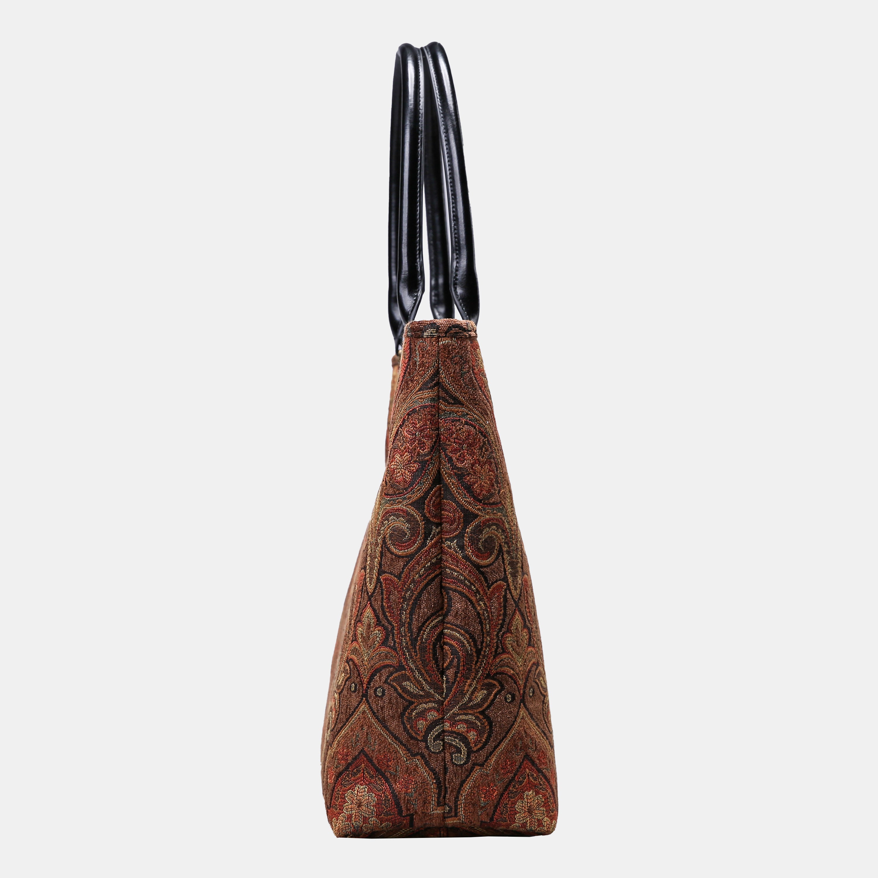 Damask D. Brown Carpet Tote Shopper Carpetbag of America side