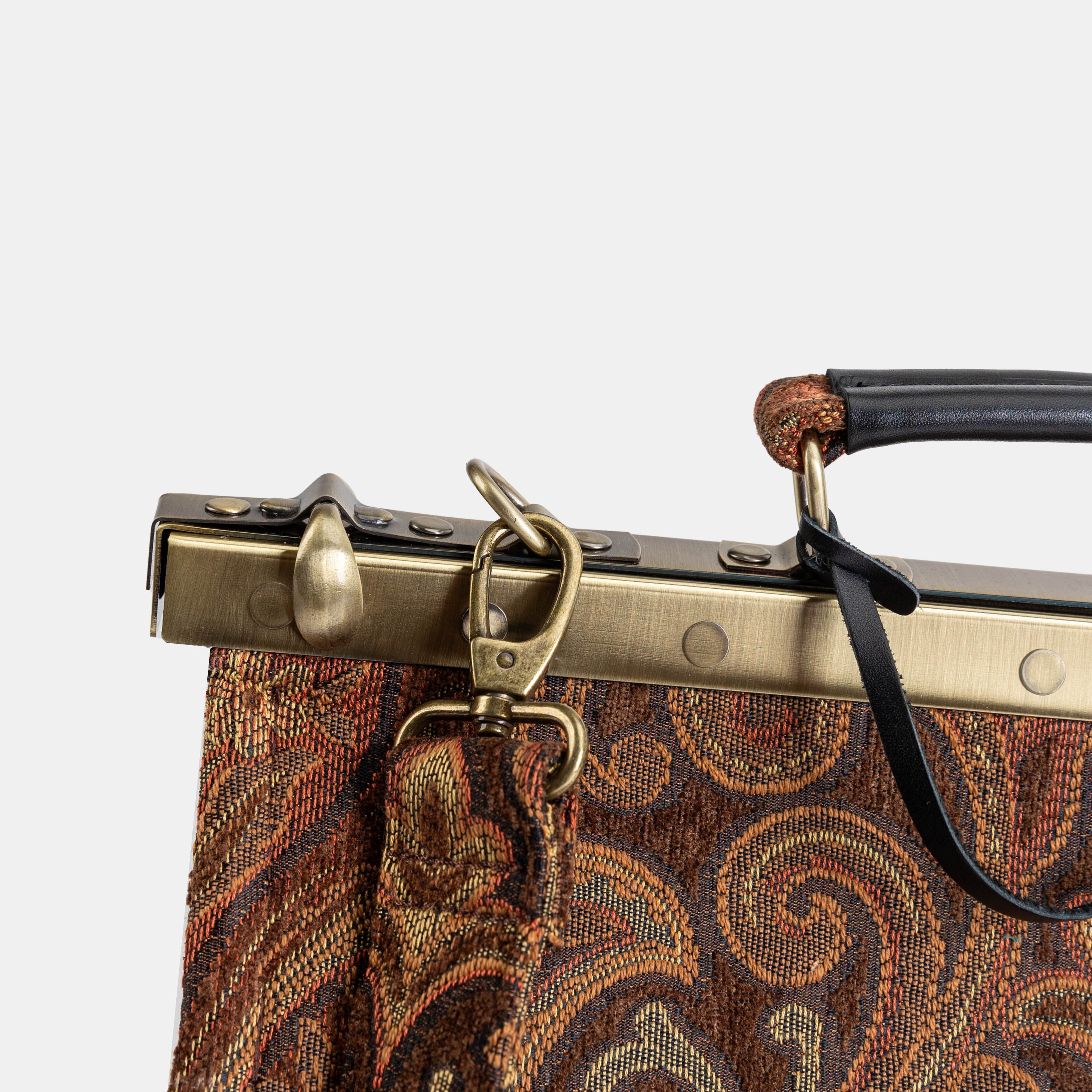 Damask D. Brown Celine Carpet Gladstone Bag of America shoulder strap clasp
