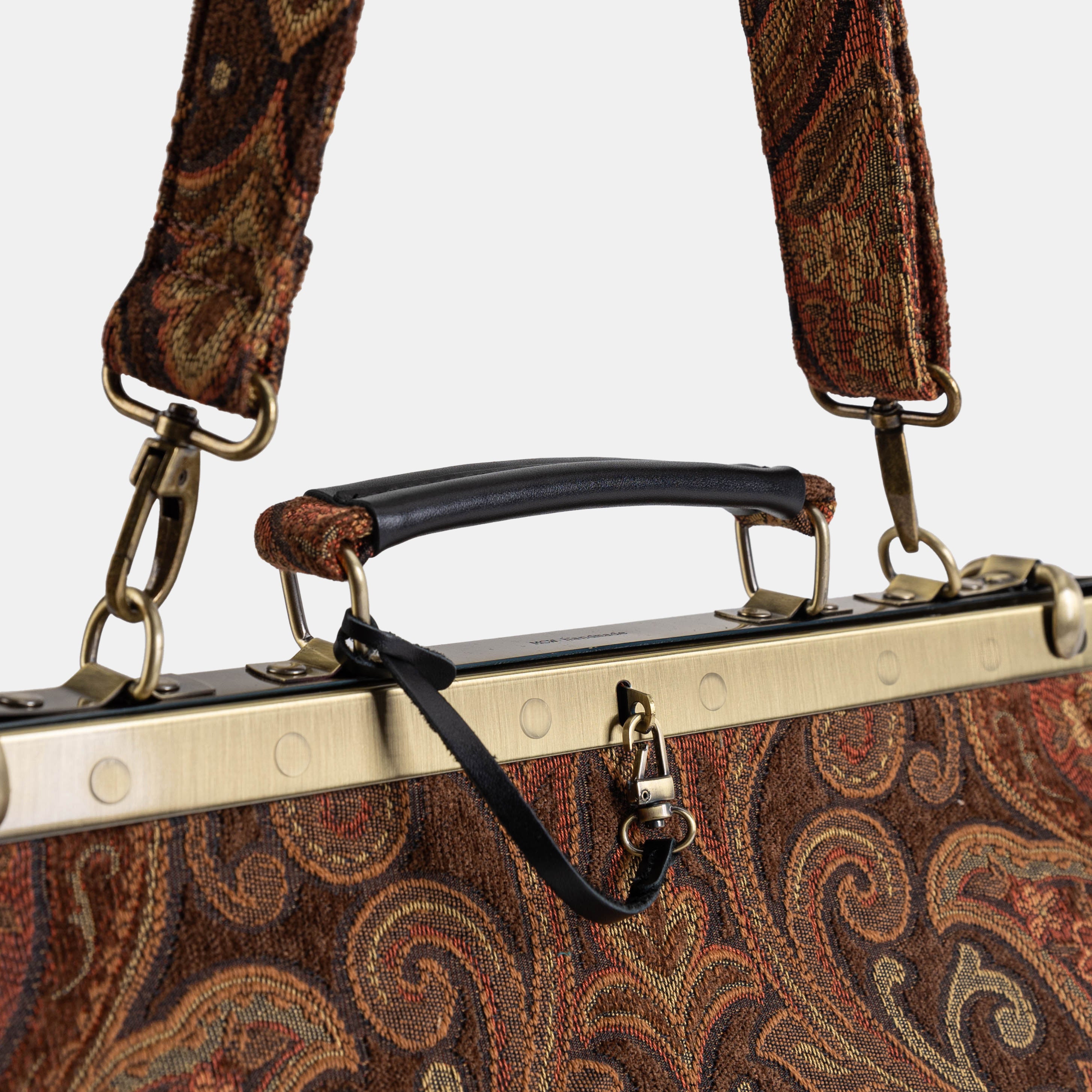 Damask D. Brown Celine Carpet Gladstone Bag of America handle