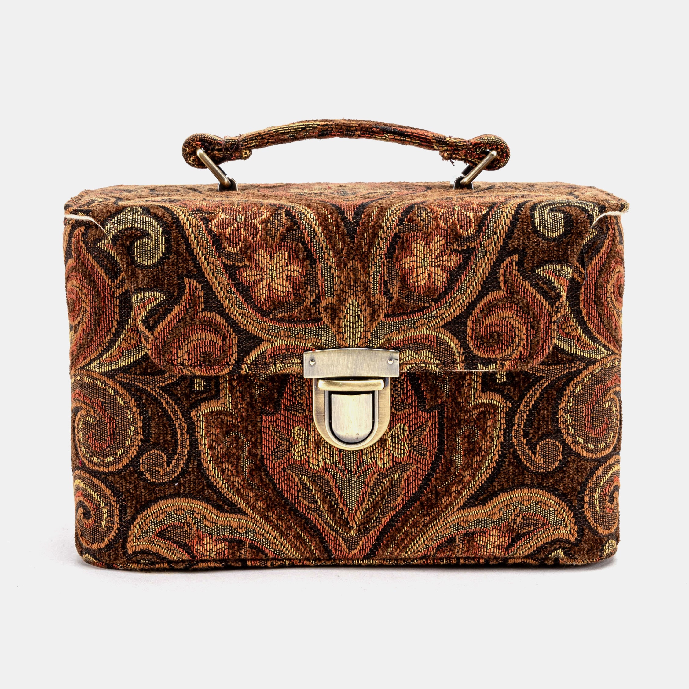 Damask D. Brown Clara Medium Train Case Purse of America front