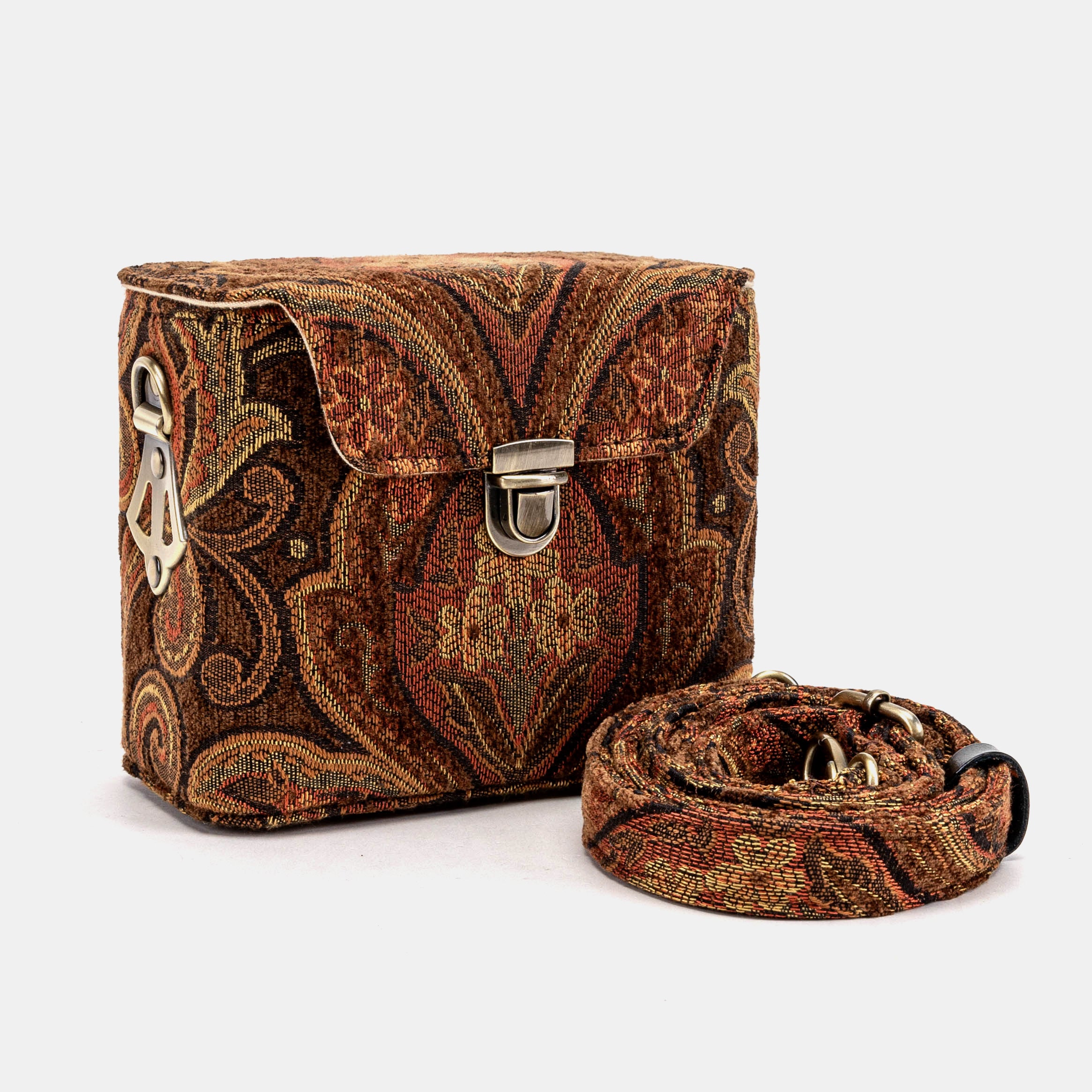 Damask D. Brown Emma Small Train Case Crossbody with strap