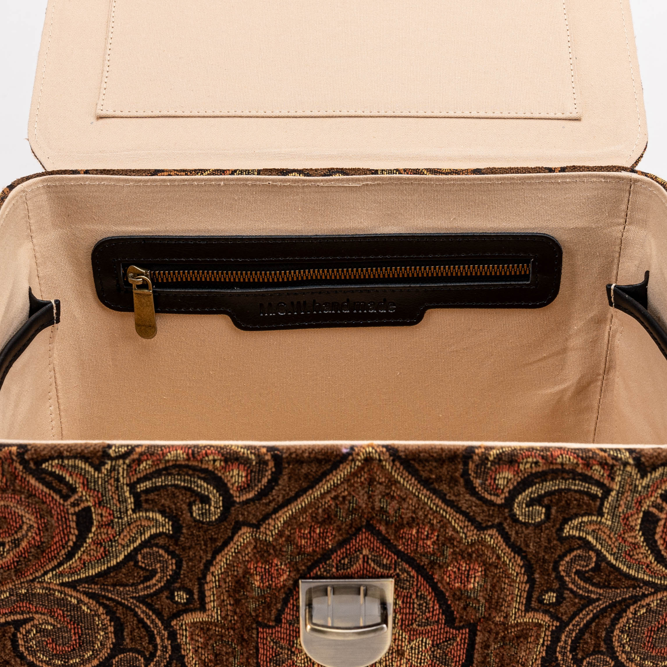 Damask D. Brown Josephine Large Train Case inside