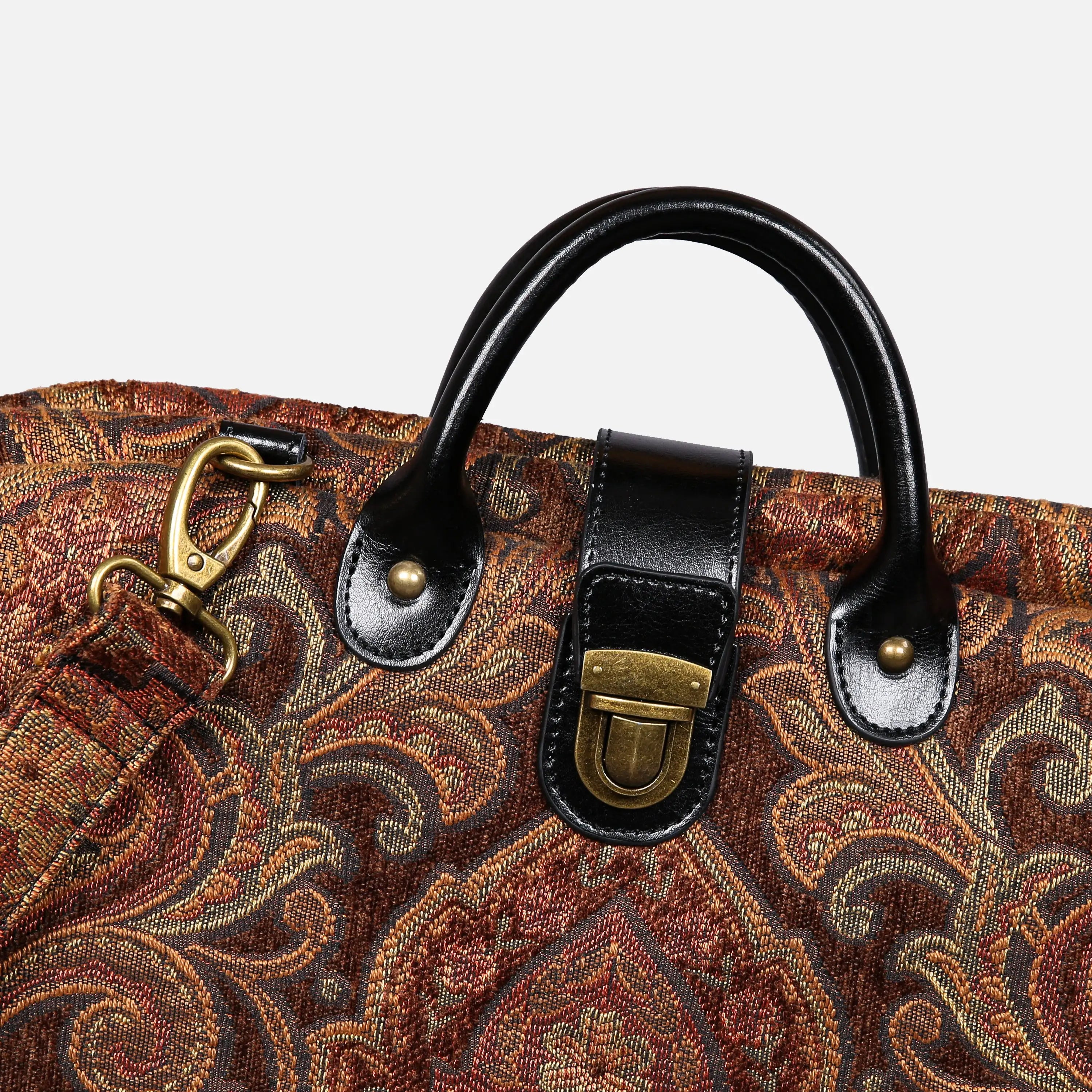 Damask D. Brown Laptop Work Bag carpet bag of America handle