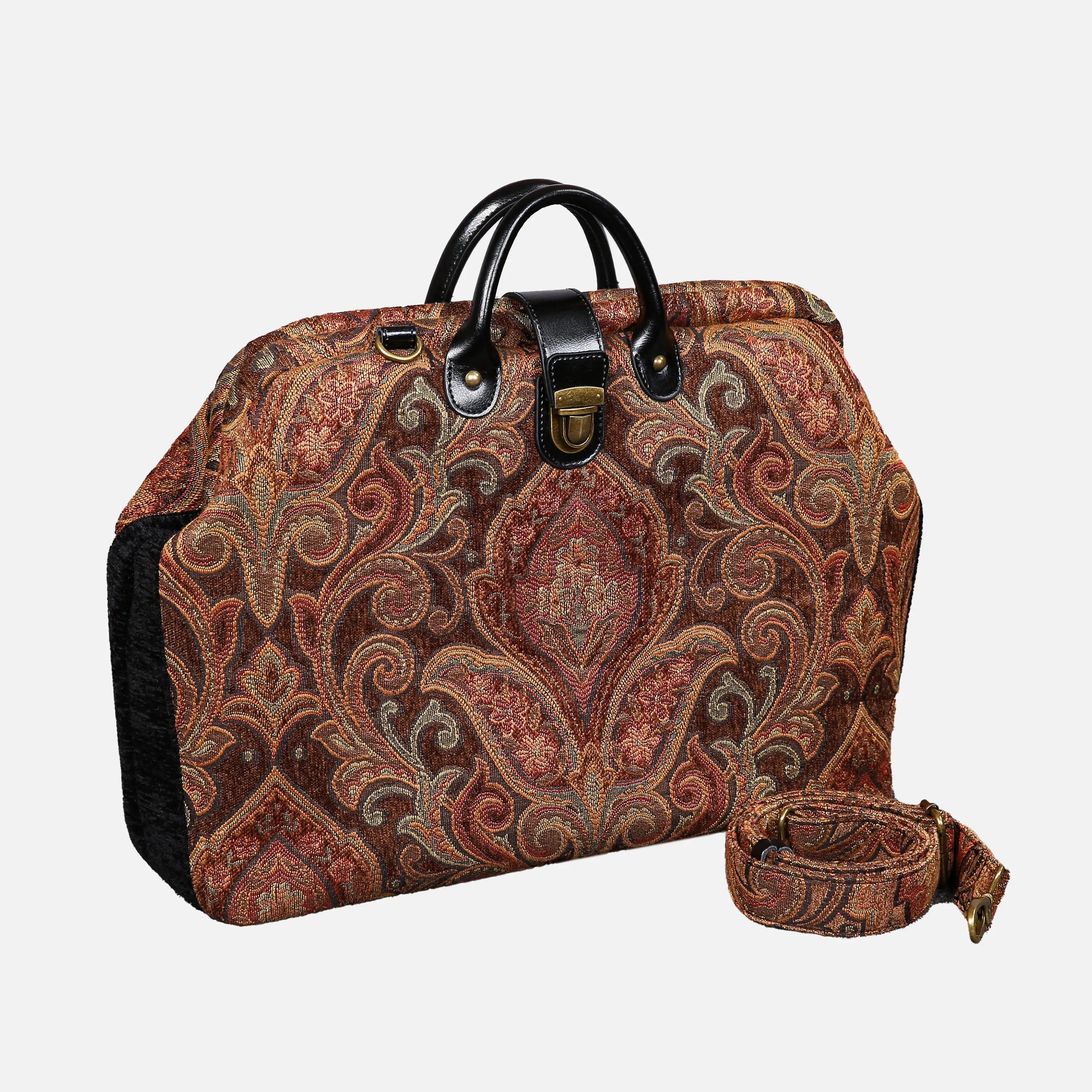 Damask D. Brown Laptop Work Bag carpet bag of America with shoulder strap