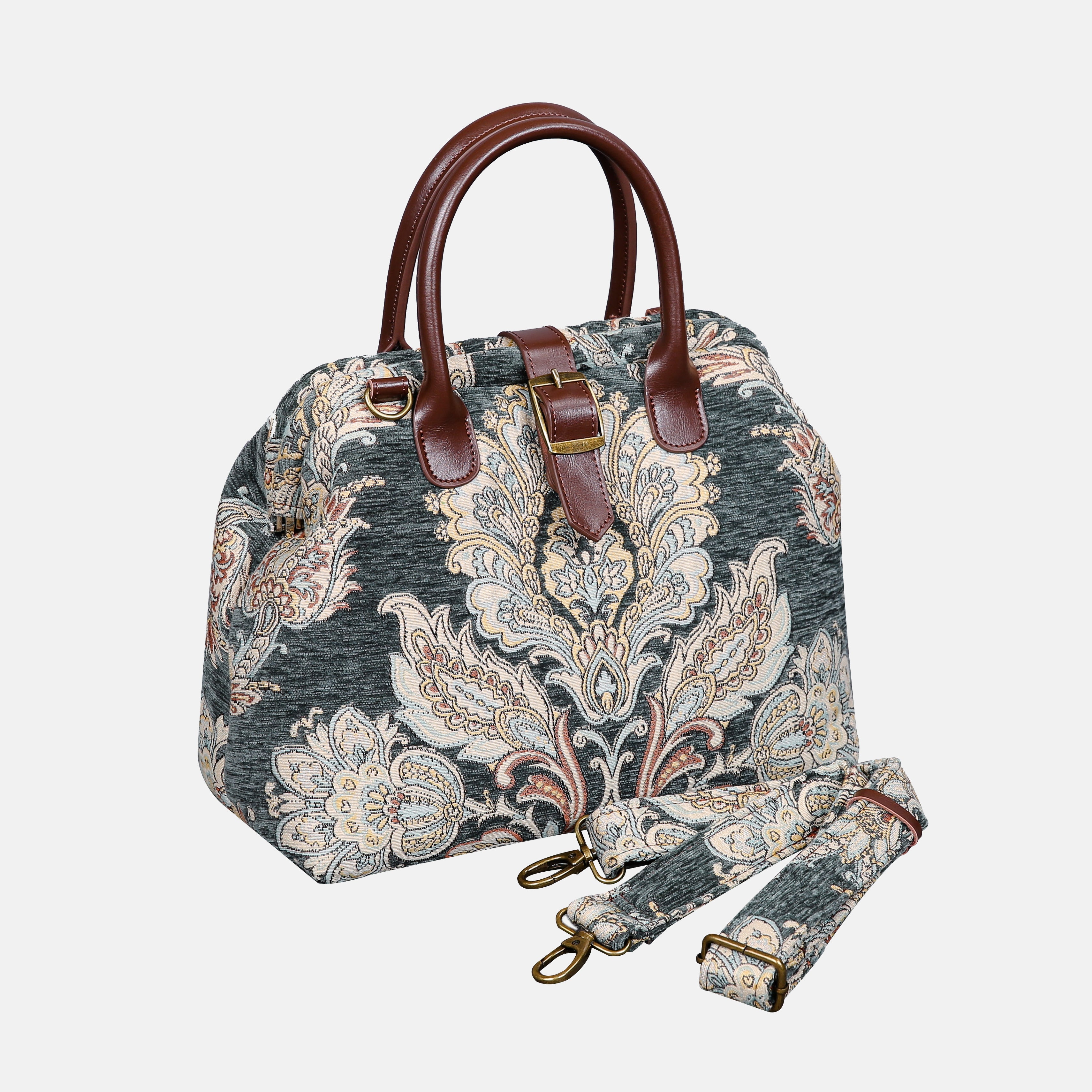 Damask Perylene Green Carpet Handbag Purse carpet bag MCW Handmade with shoulder strap