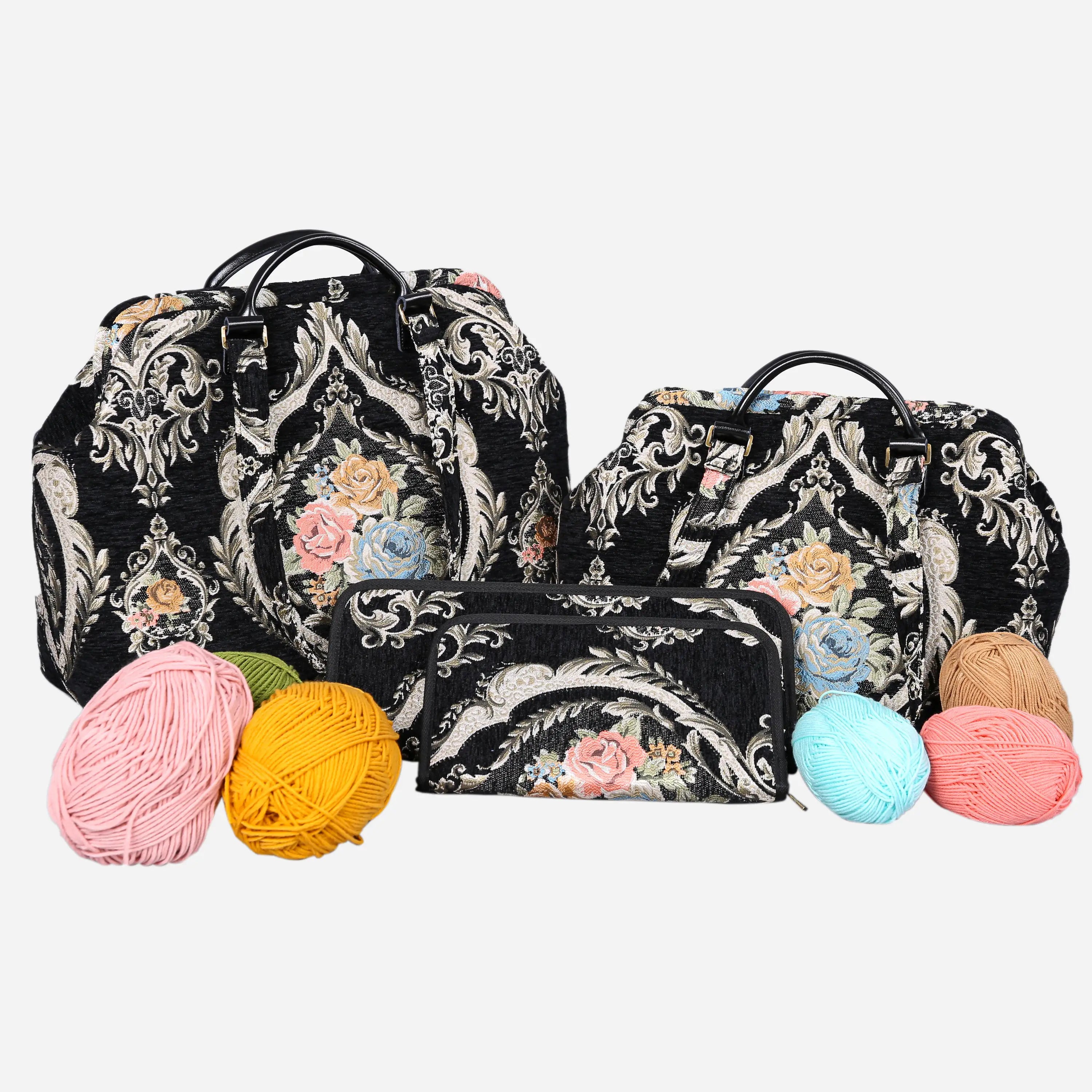 Eternal Elegance Black Knitting Project Bag of America-set