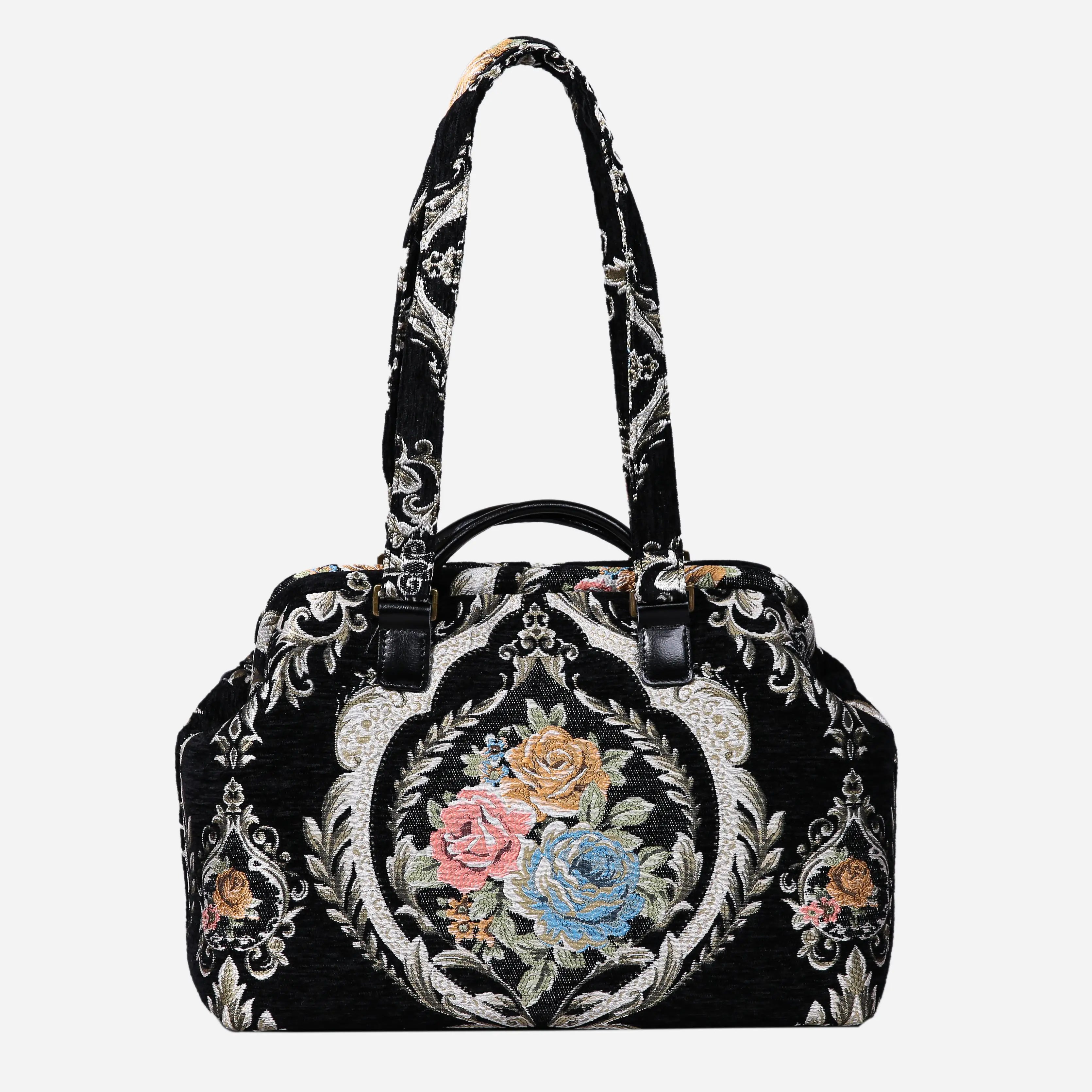 Eternal Elegance Black Knitting Project Bag of America with shoulder strap