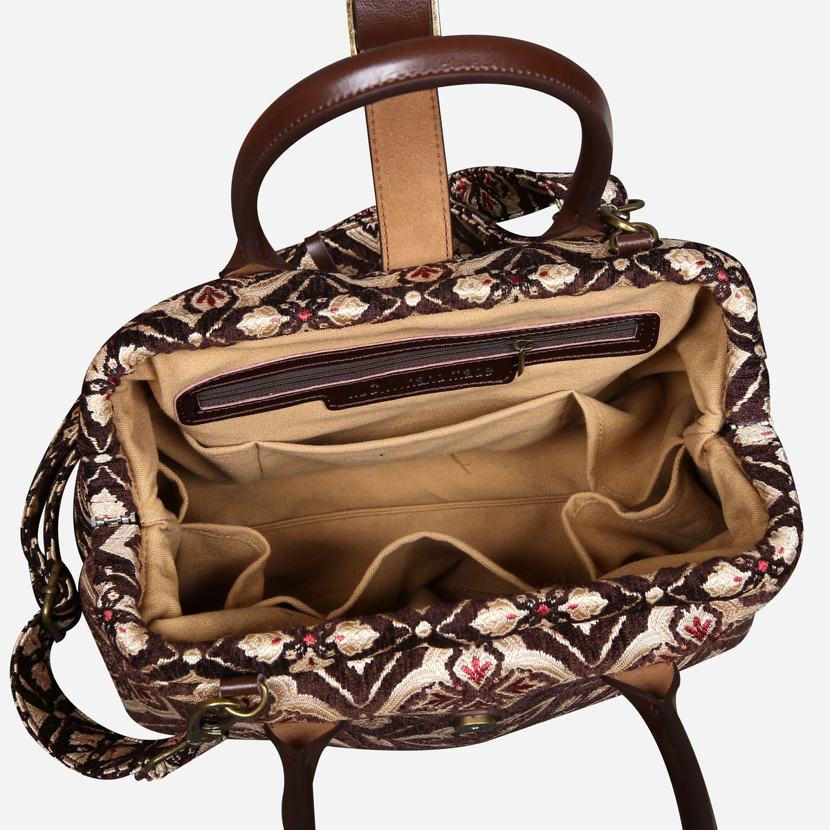 Ethnic Coffee Carpet Handbag Purse carpet bag MCW Handmade open