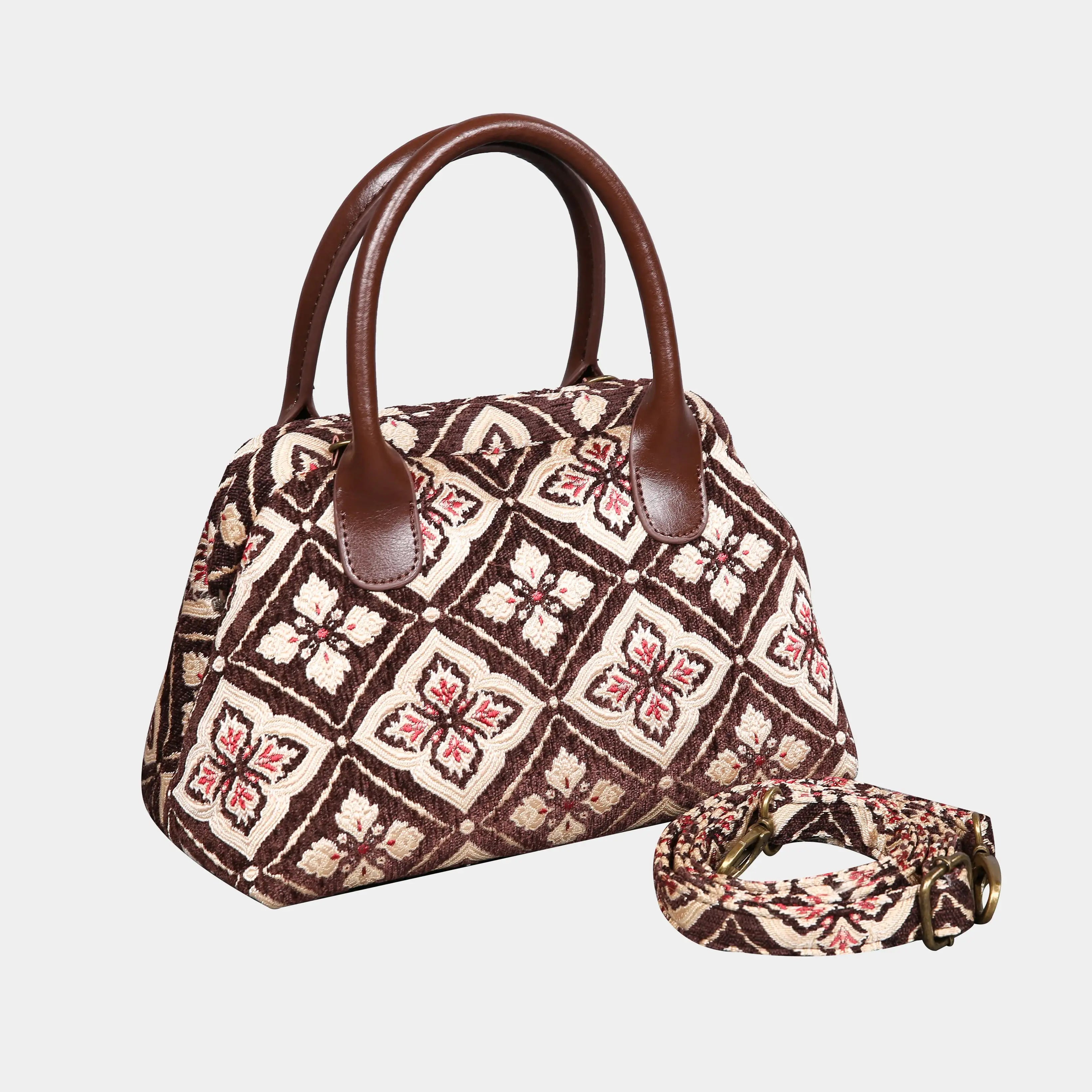 Ethnic Coffee Carpet Satchel carpet bag MCW Handmade with strap