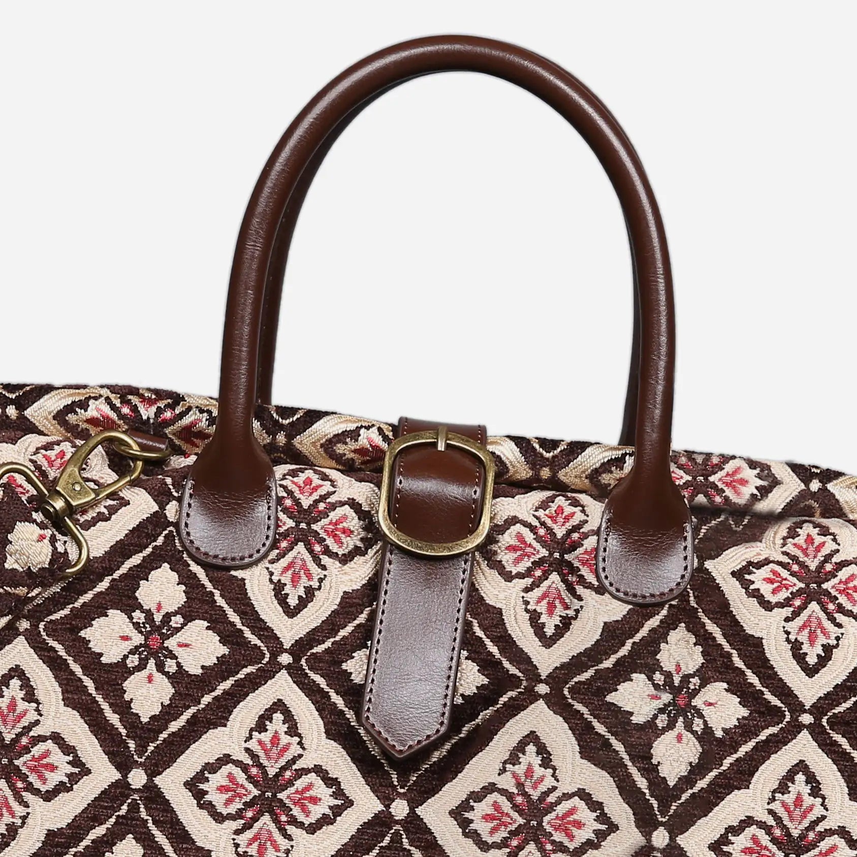 Ethnic Brown Mary Poppins Weekender Carpetbag of America buckle