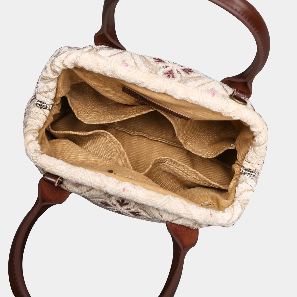 Ethnic Cream Carpet Satchel carpet bag MCW Handmade open