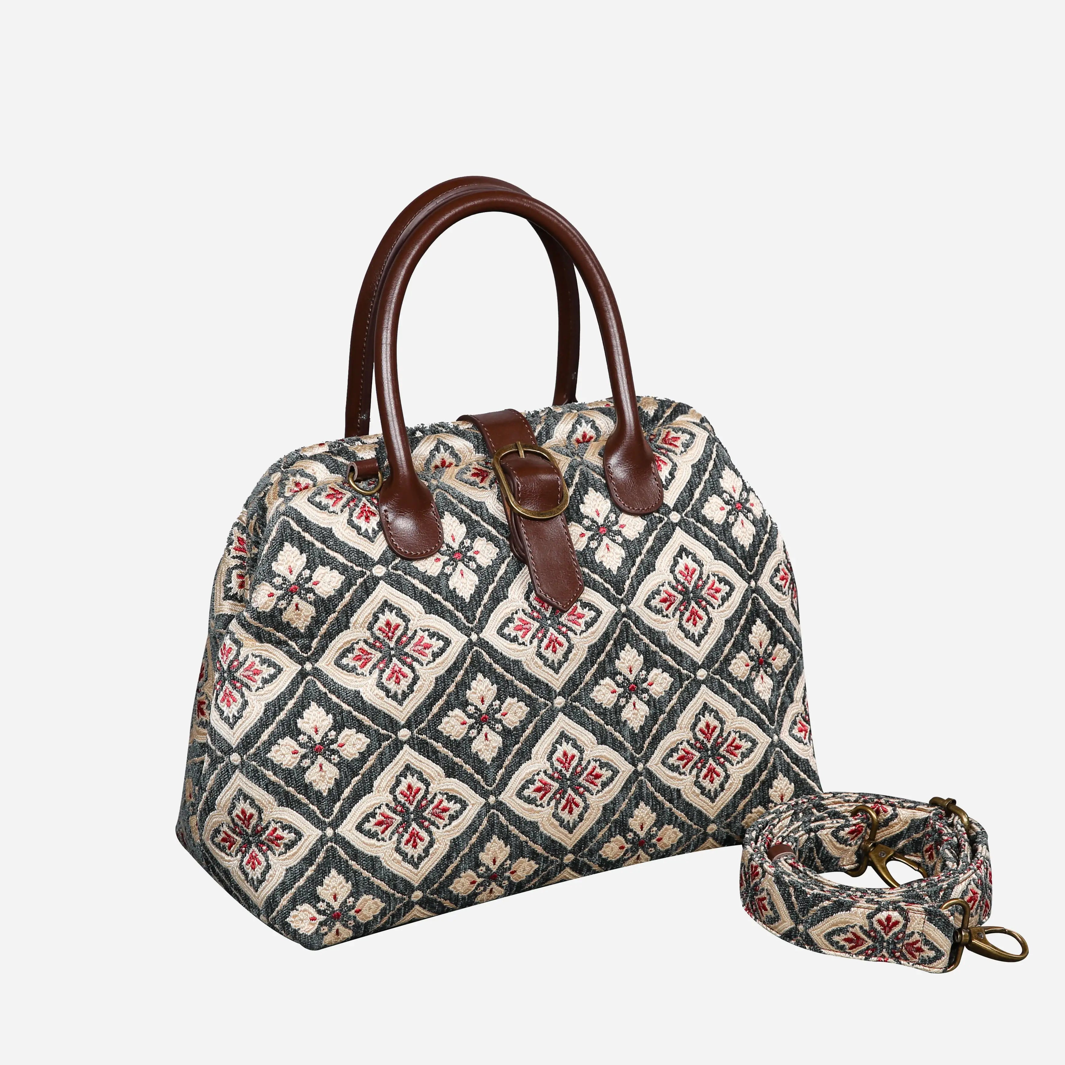 Ethnic Green Carpet Handbag Purse carpet bag MCW Handmade of America with shoulder strap