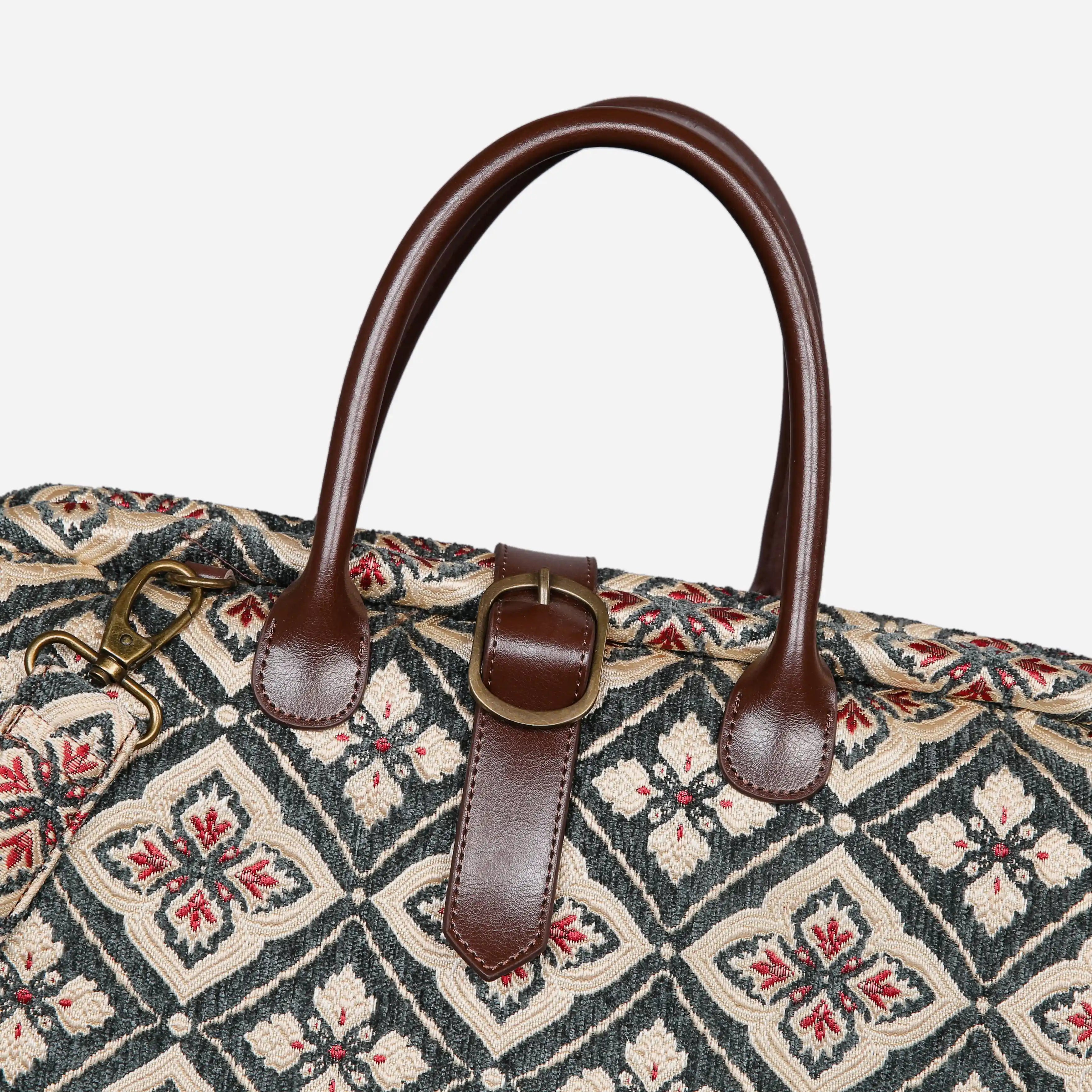 Ethnic Green Mary Poppins Weekender Carpetbag buckle