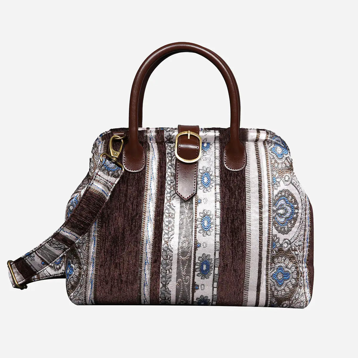 Ethnic Strips Coffee Carpet Handbag Purse carpet bag MCW Handmade of America main