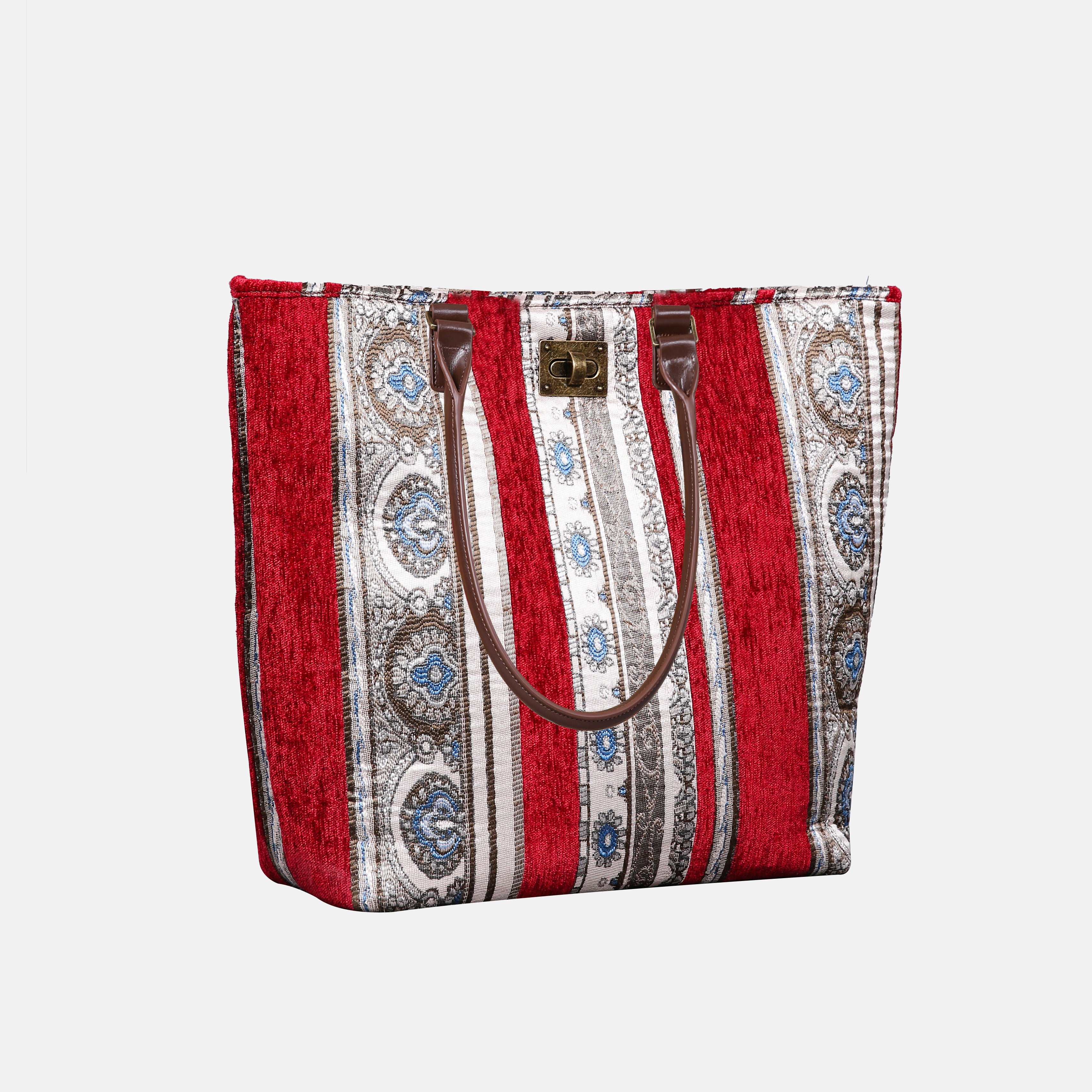 Ethnic Stripes Red Carpet Tote Shopper left