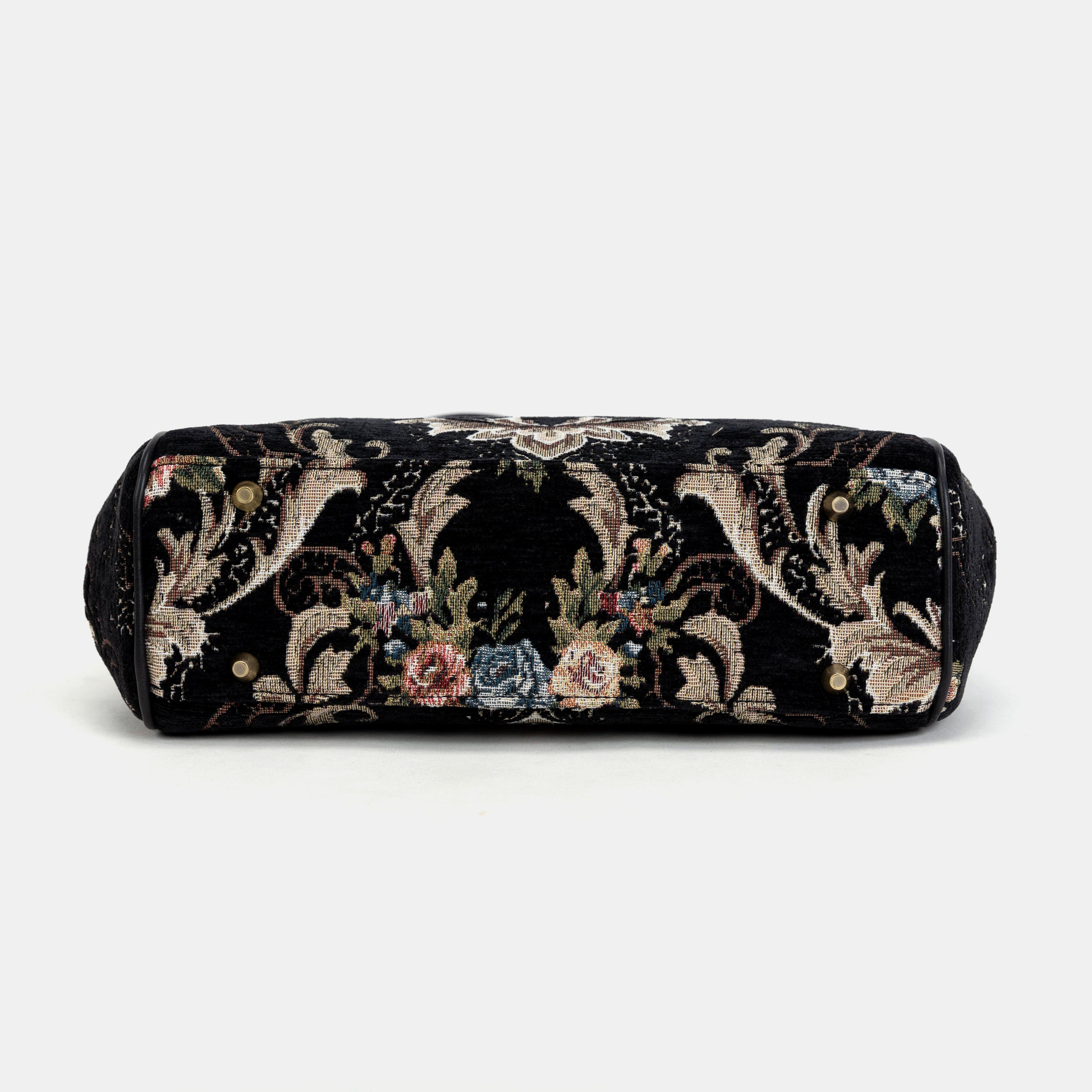 Floral Black Alma Shoulder Bag Carpet Bag of America bottom