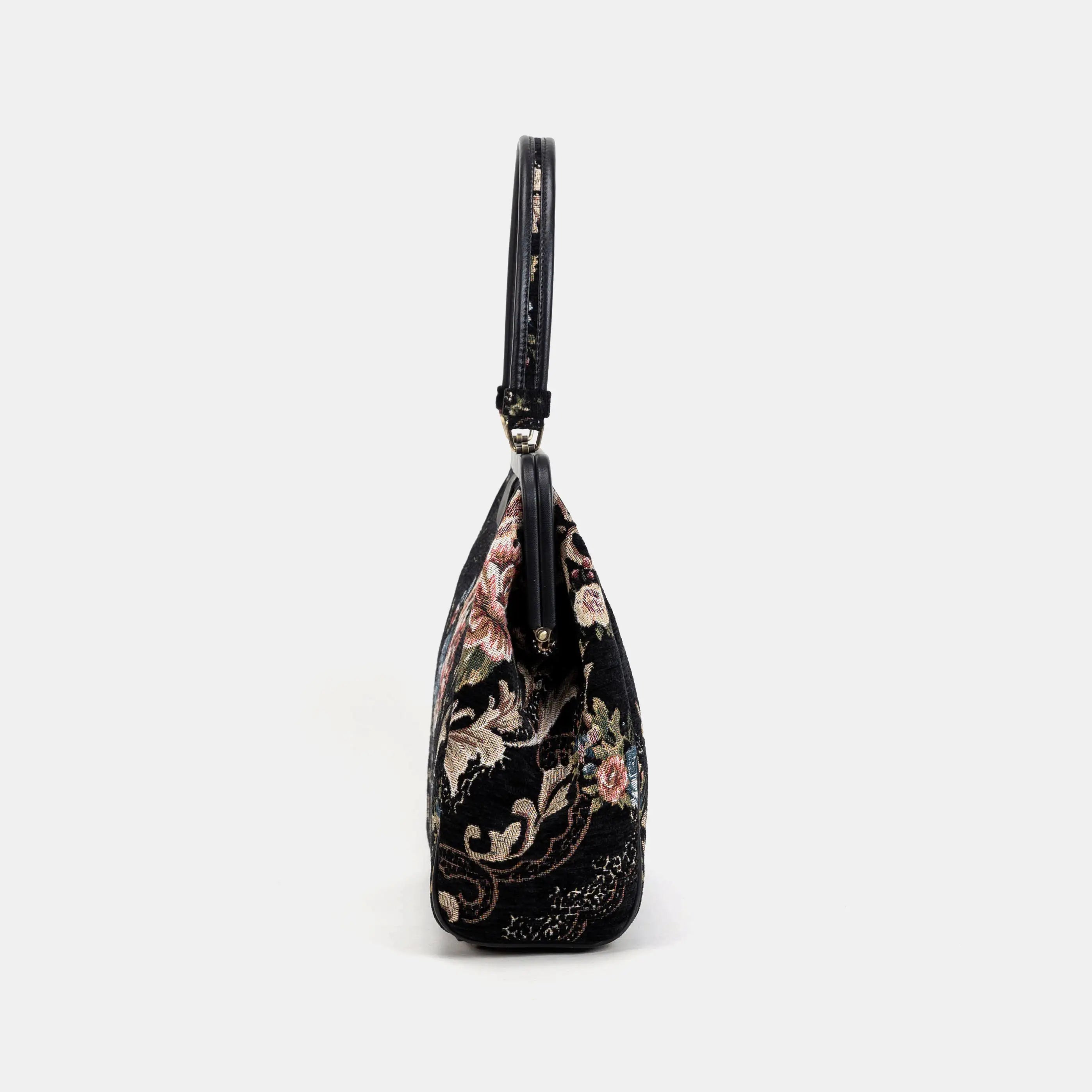 Floral Black Alma Shoulder Bag Carpet Bag of America side