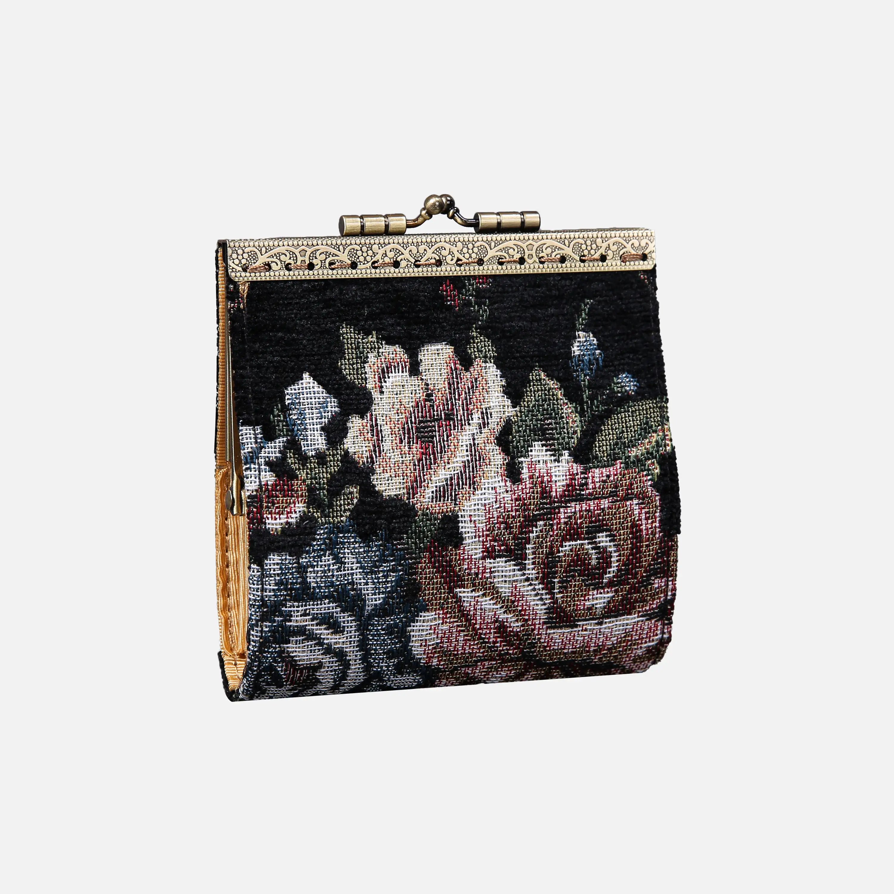 Floral Black Card Wallet of America 17 slots main