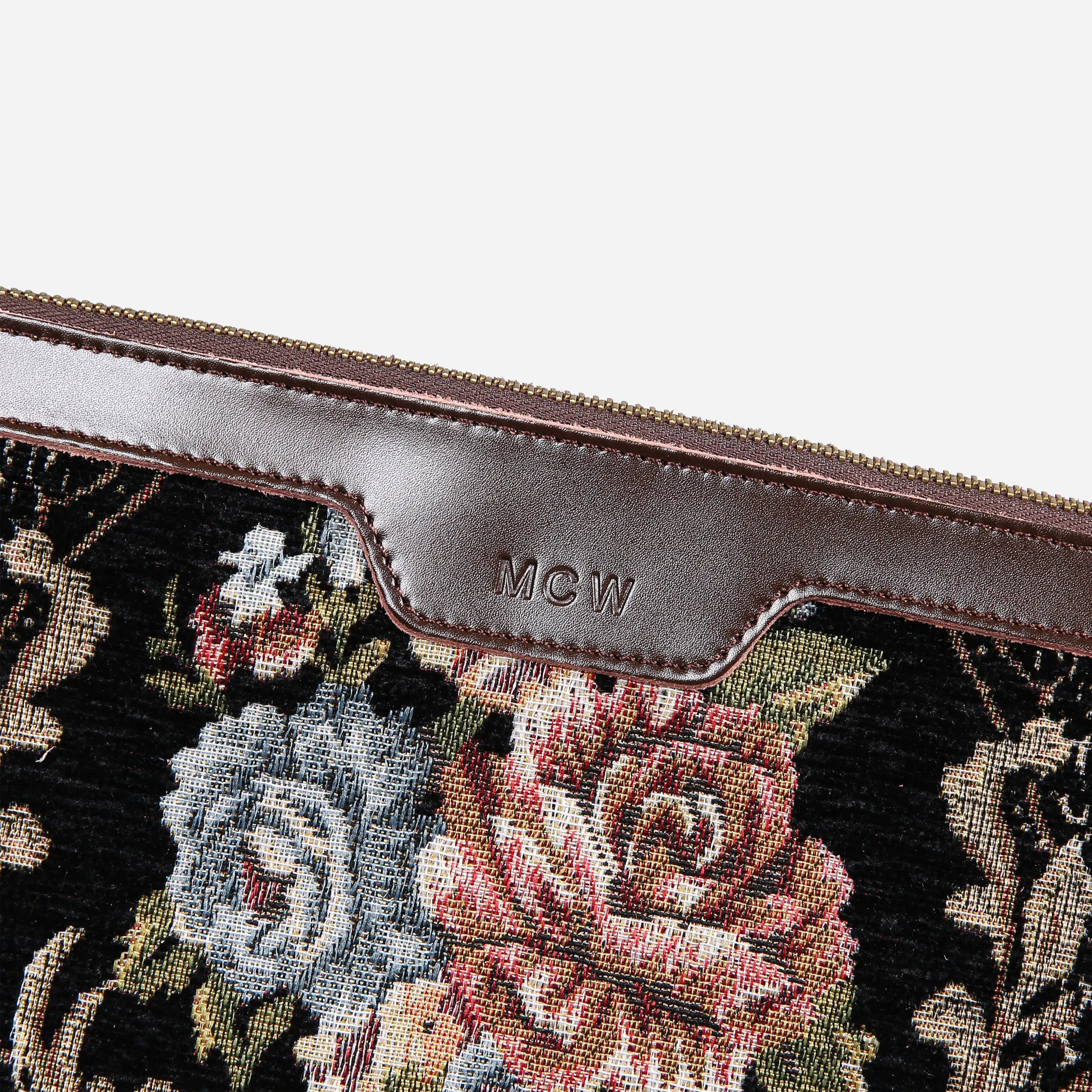Floral Black Carpet Makeup Bag carpet bag MCW Handmade of America details