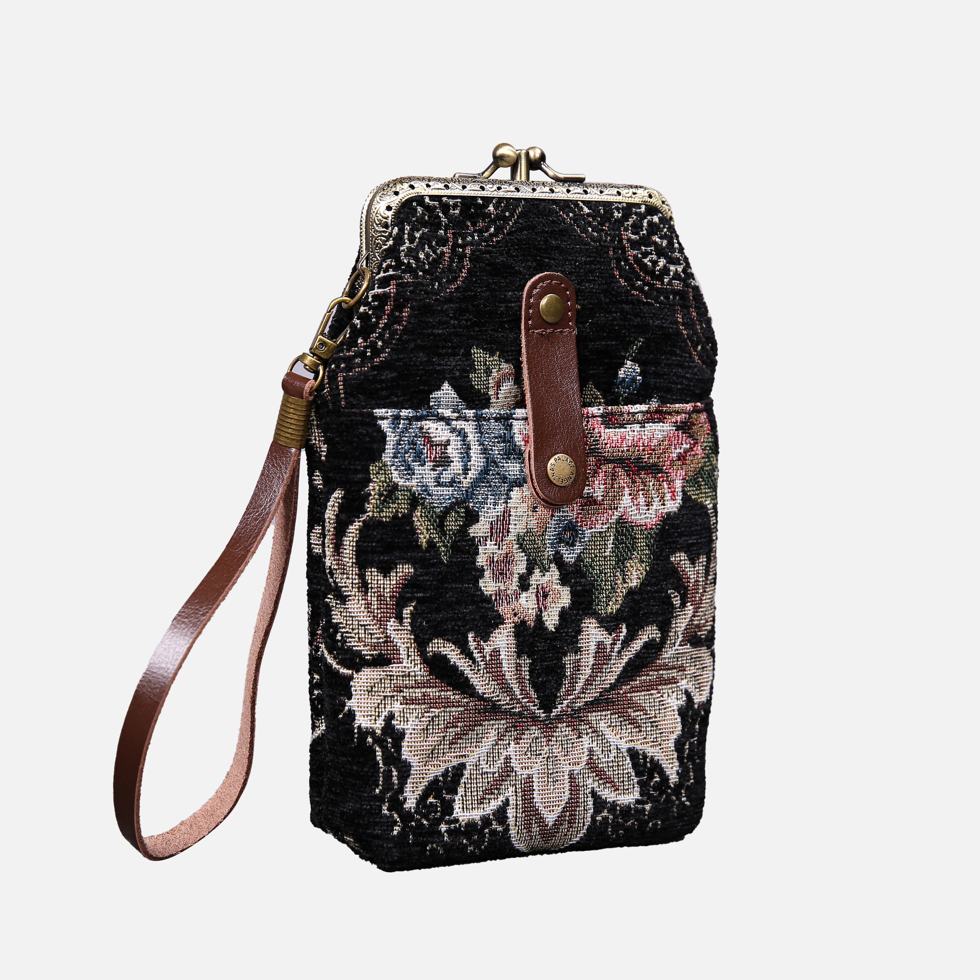 Floral Black Carpet Phone Case Carpetbag of America front side