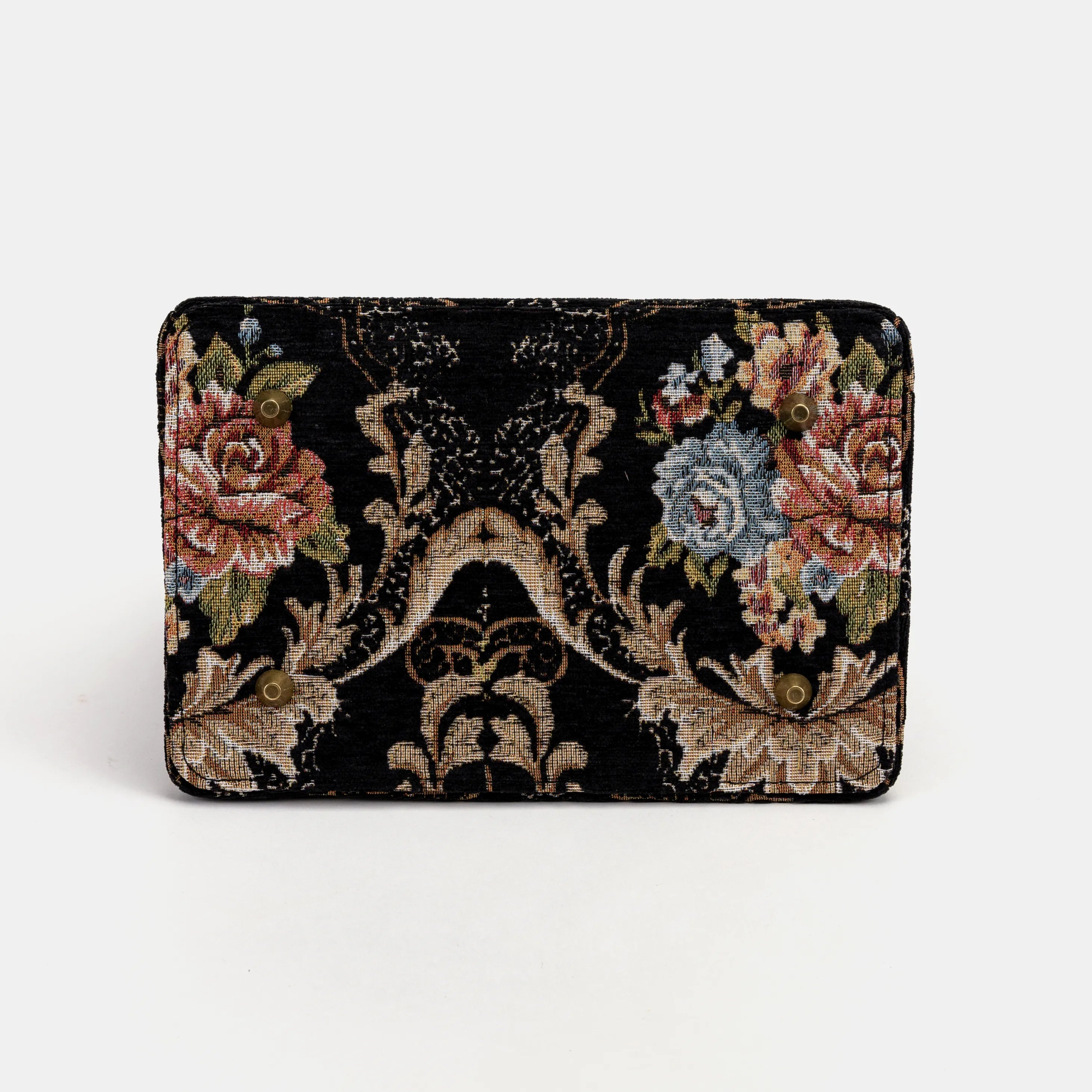 Floral Black Cecile Carpet Purse Gladstone Bag of America bottom