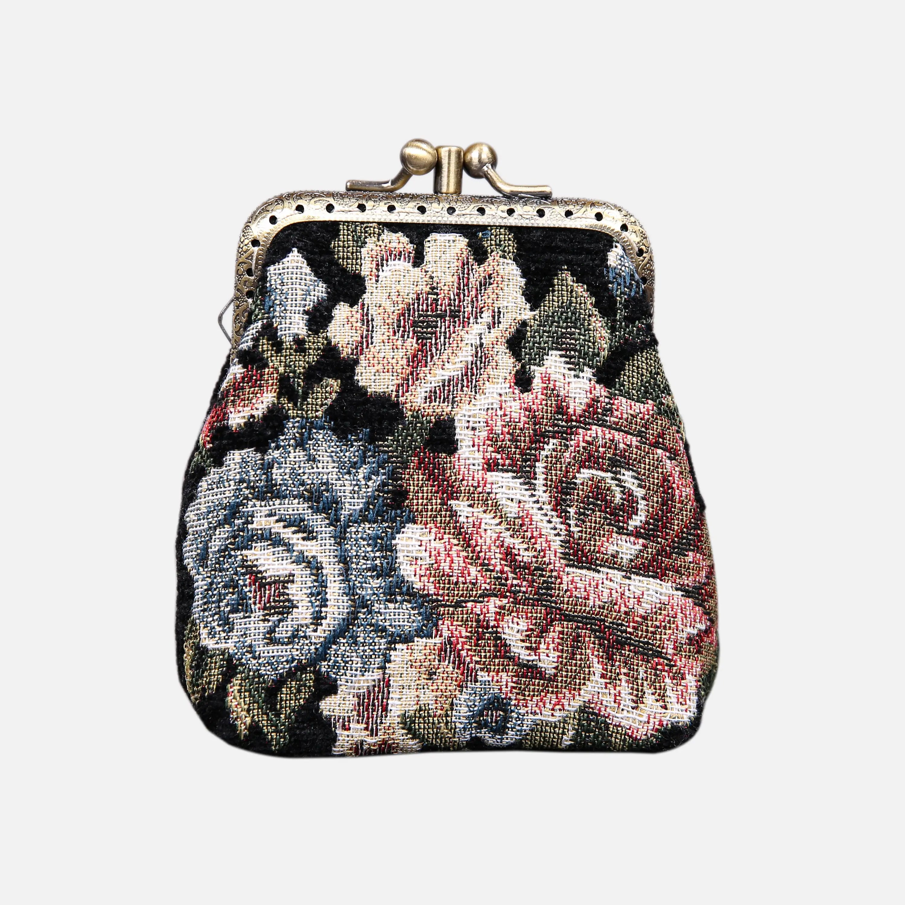 Floral Black Double Kiss Clasp Coin Purse of America front-2